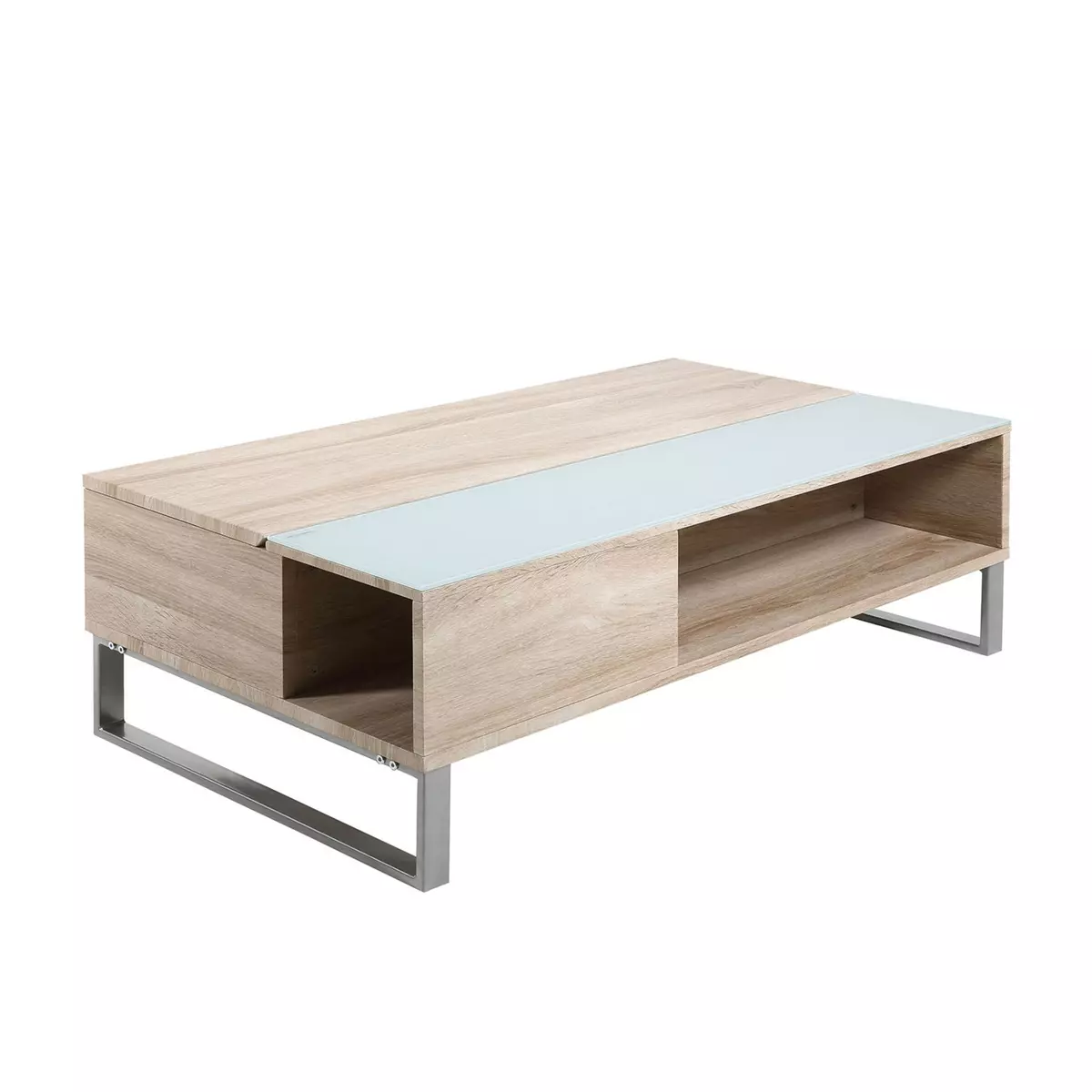 CONCEPT USINE Table basse blanche plateau relevable bois ELA