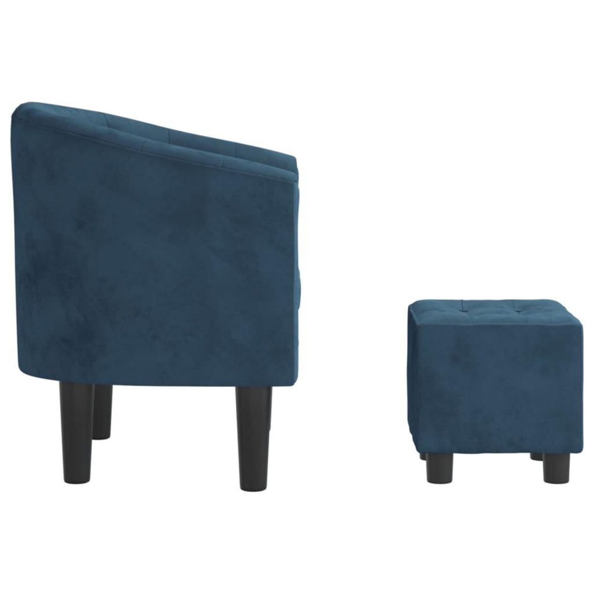 VIDAXL Fauteuil avec repose-pied bleu fonce velours