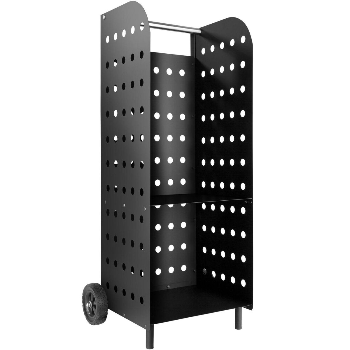 tectake Porte bûches en acier noir