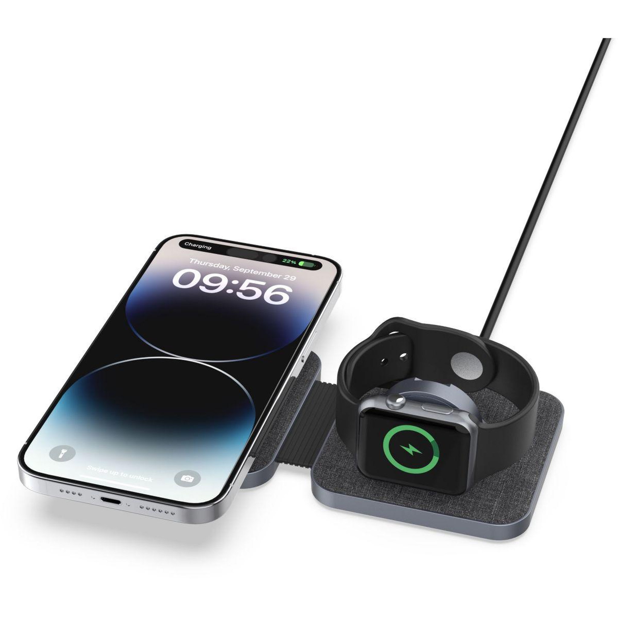 Voir la diapositive 2 : ADEQWAT Chargeur sans fil magsafe 2 en 1 plat pliable 15w