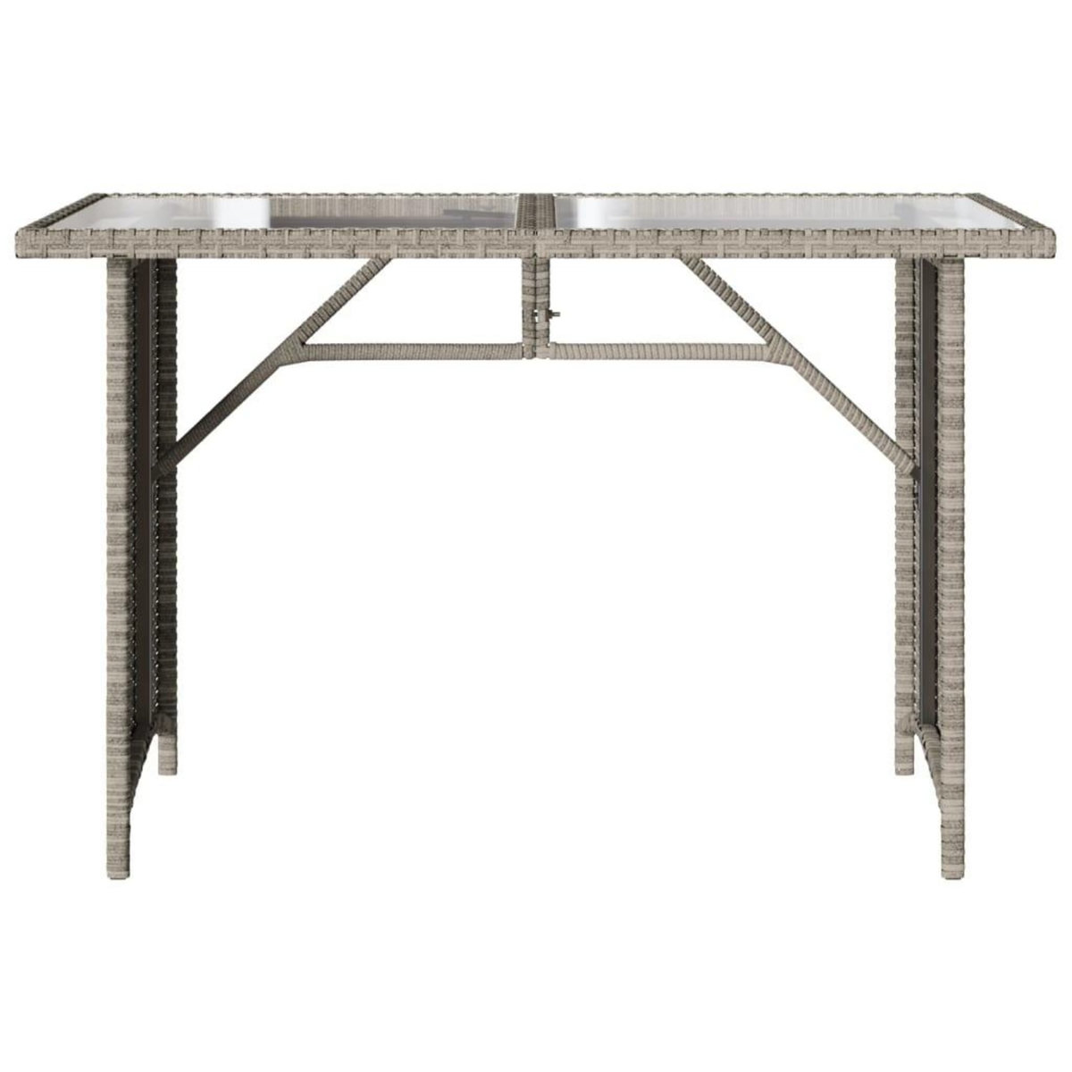VIDAXL Table de jardin et dessus en verre gris clair 110x68x70cm rotin