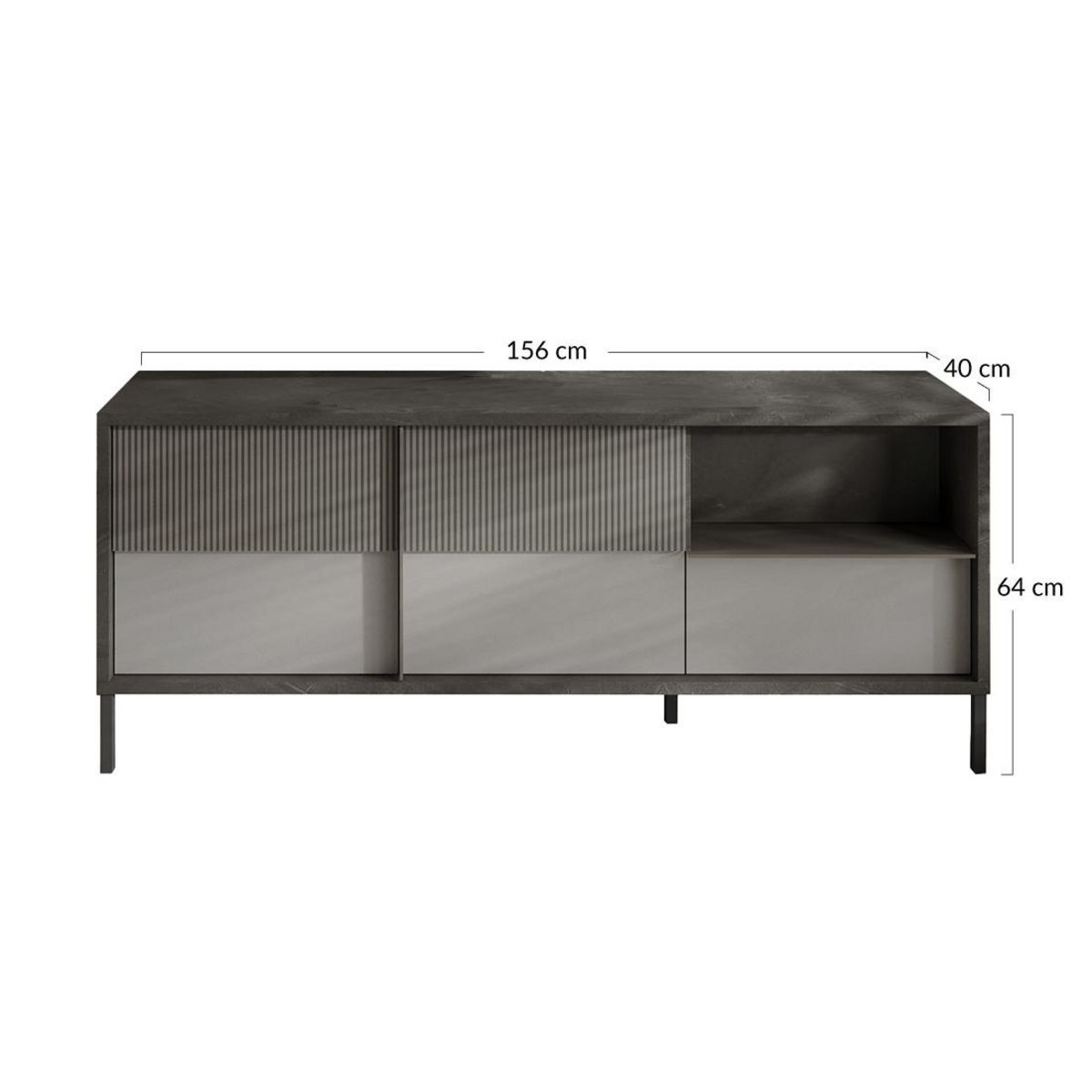 BEST MOBILIER Jules - meuble tv - 2 portes et 1 tiroir - 156 cm