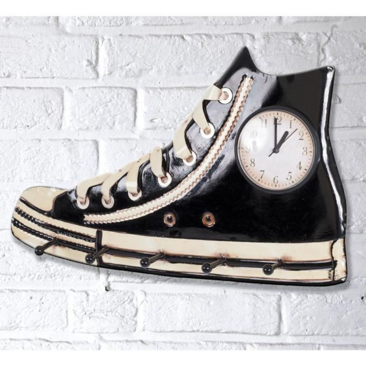 Paris Prix Patère Murale & Horloge Design  Baskets  50cm Noir