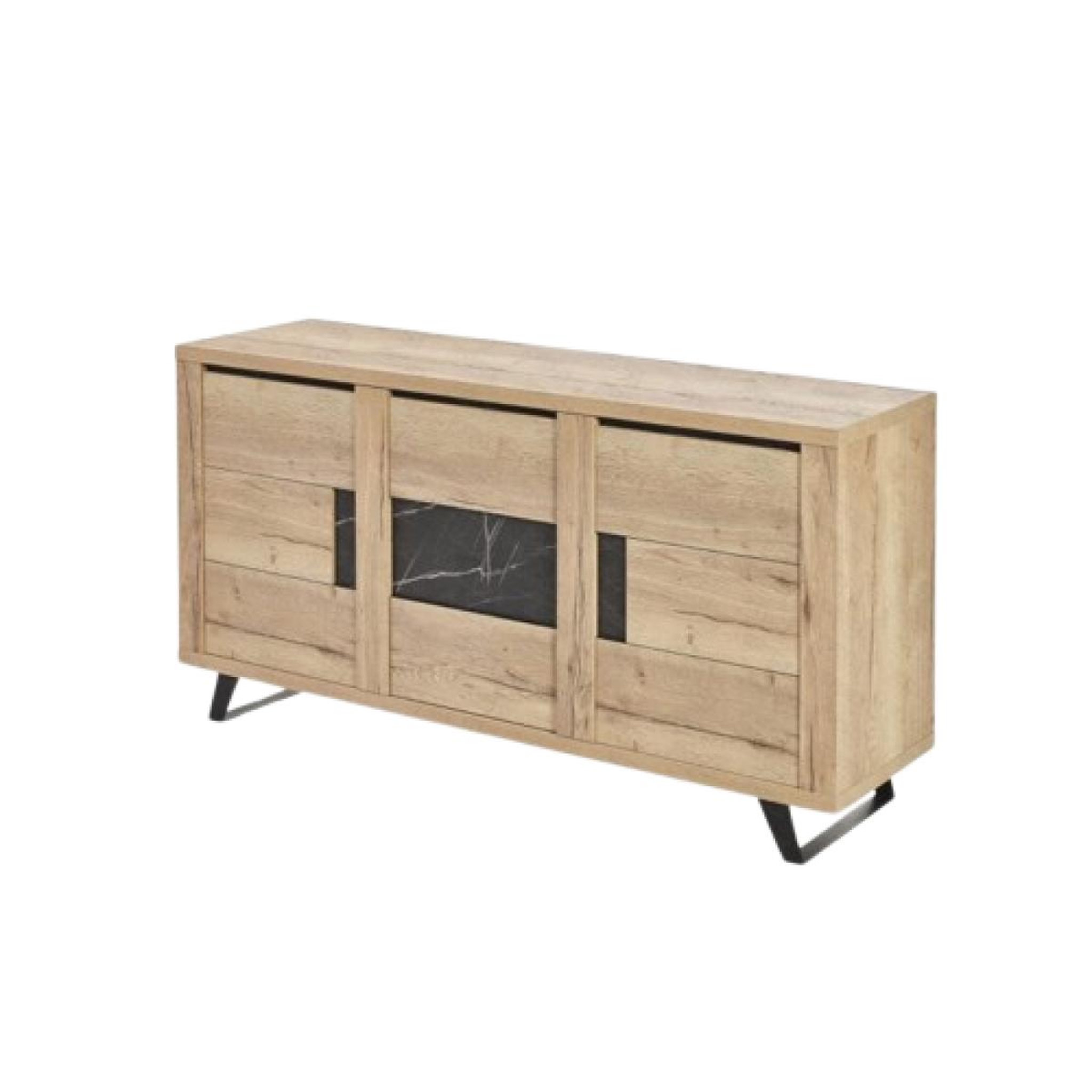 JLC KREATION Buffet contemporain effet bois et céramique 190cm HORACE