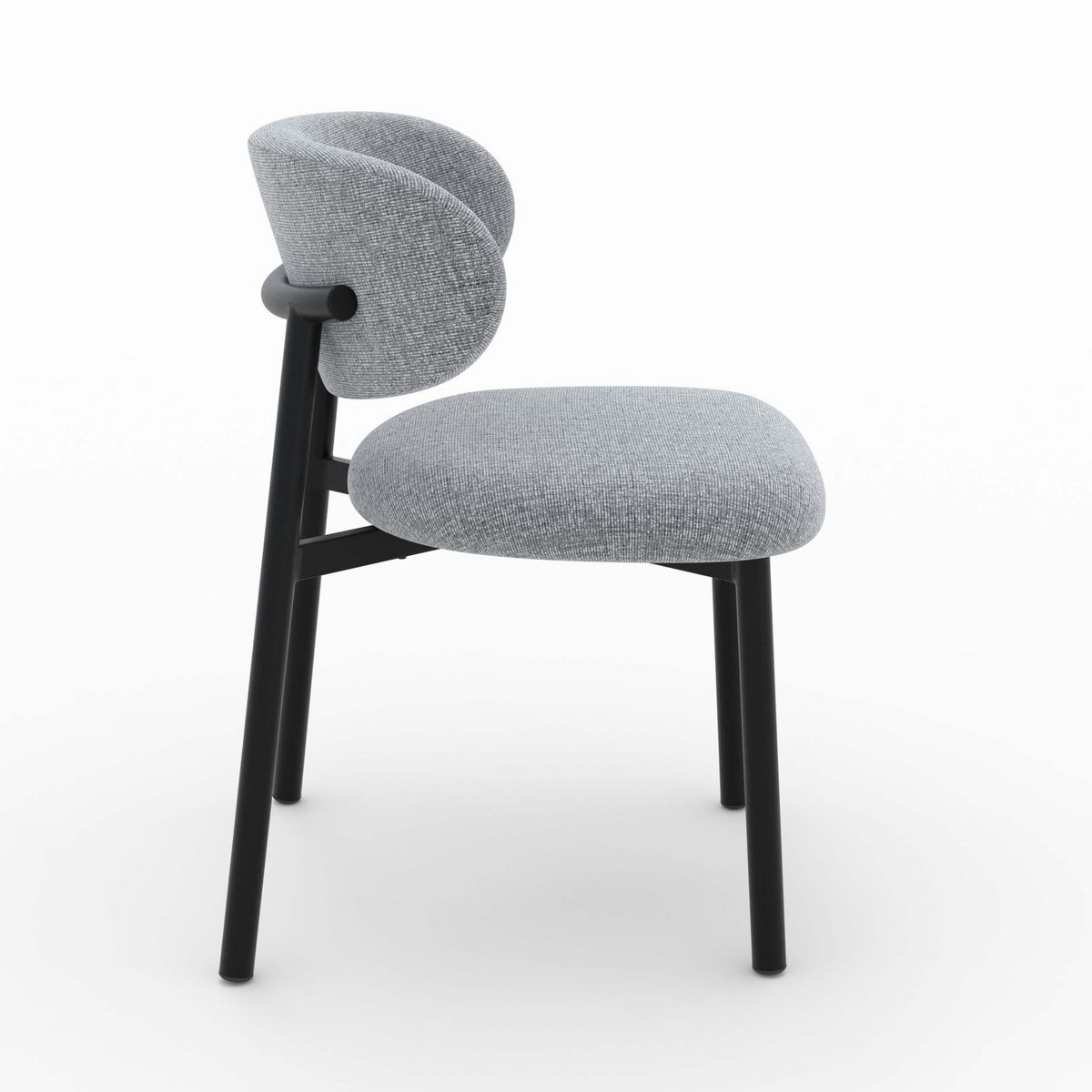 Rendez vous déco Lot de 2 chaises en tissu gris clair chiné et pieds en métal noir - Nao
