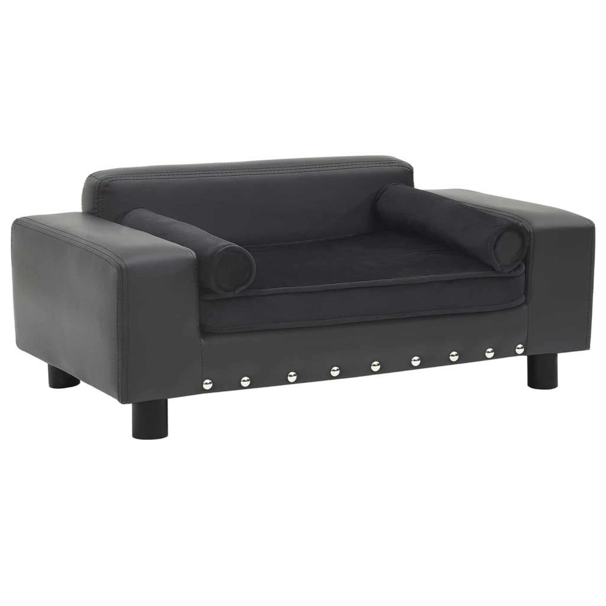 VIDAXL Canape pour chien Gris fonce 81x43x31 cm Peluche et similicuir