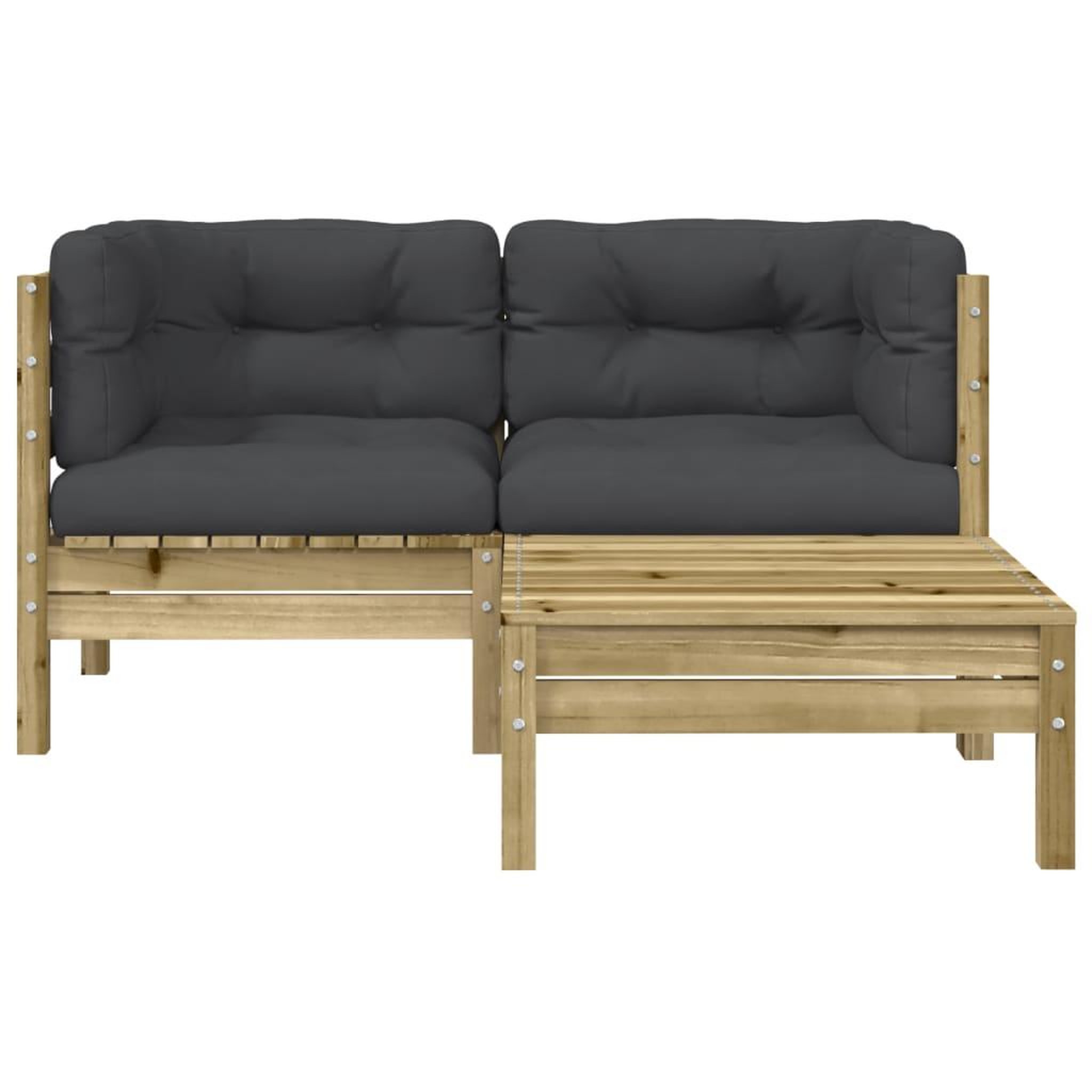 Voir la diapositive 5 : VIDAXL Canape de jardin avec coussins et repose-pied 2 places