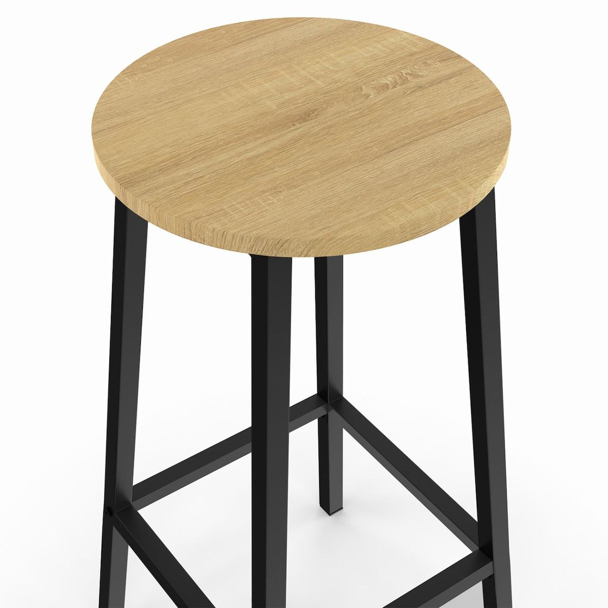 ID MARKET Lot de 4 tabourets de bar DETROIT assise ronde design industriel