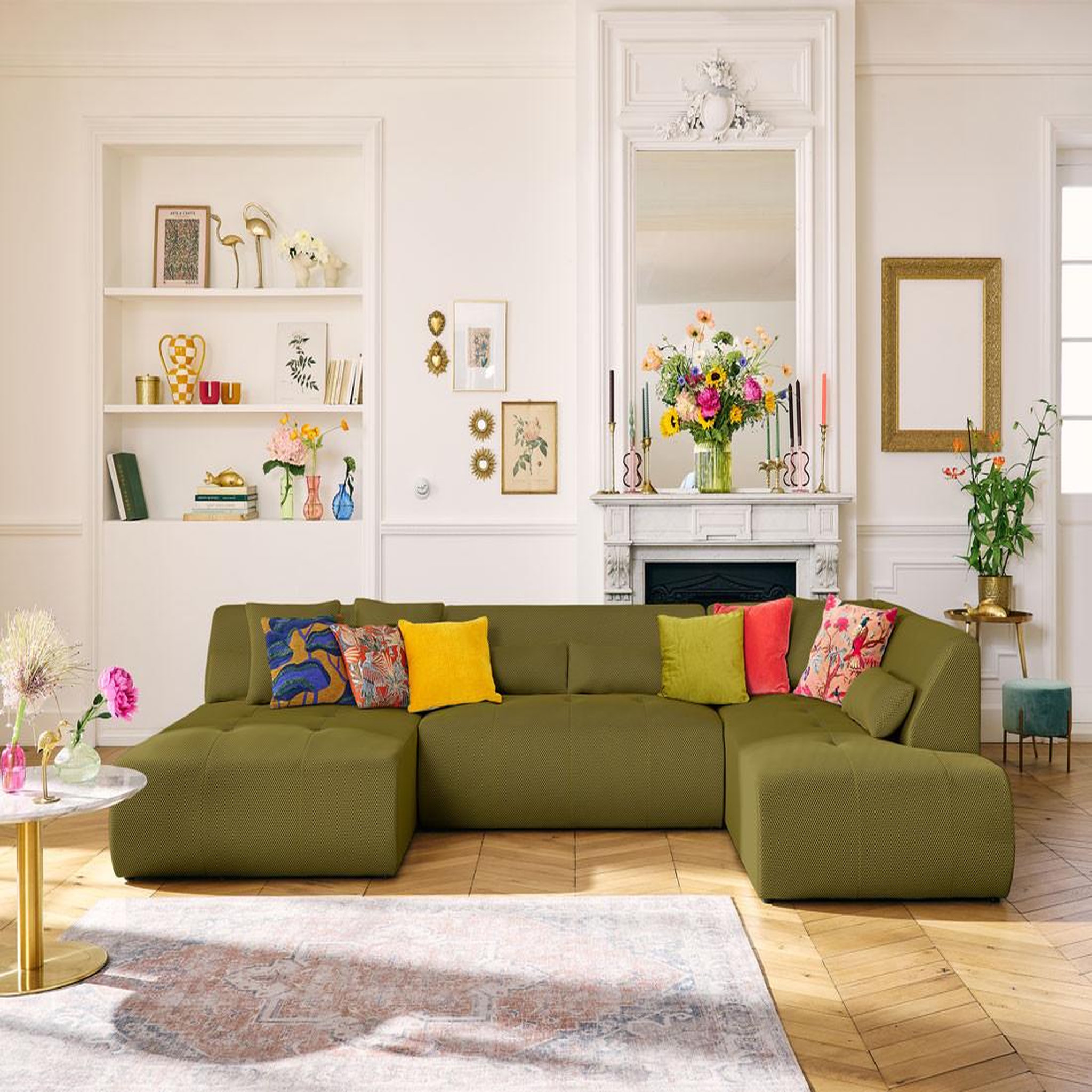 Voir la diapositive 1 : LISA DESIGN Onyx - canapé panoramique modulable d'angle droit - 7 places - en tissu mailles 3d