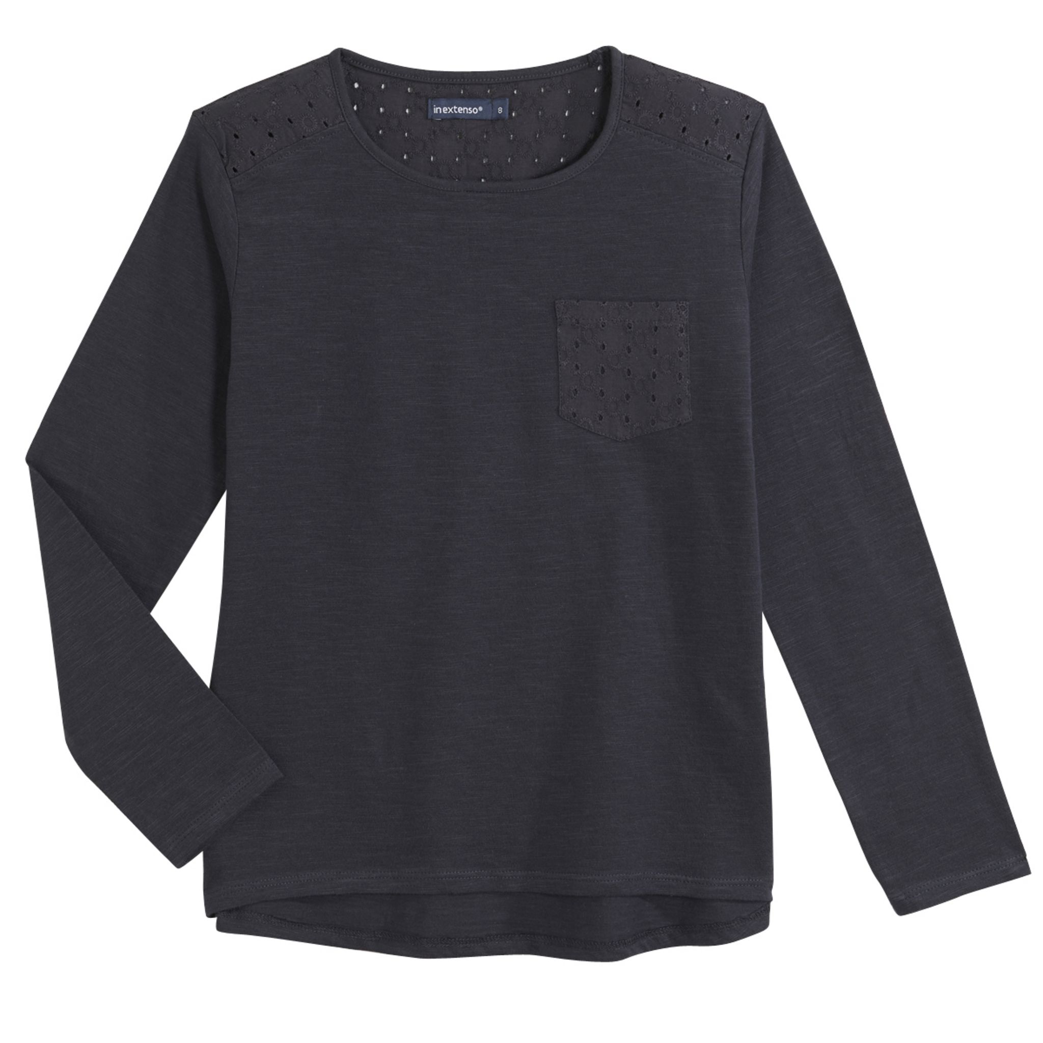 T-shirt Manches Courtes In Extenso - Coton Souple Noir - Boutons De Nacre - Taille S - Occasion Très Bon état