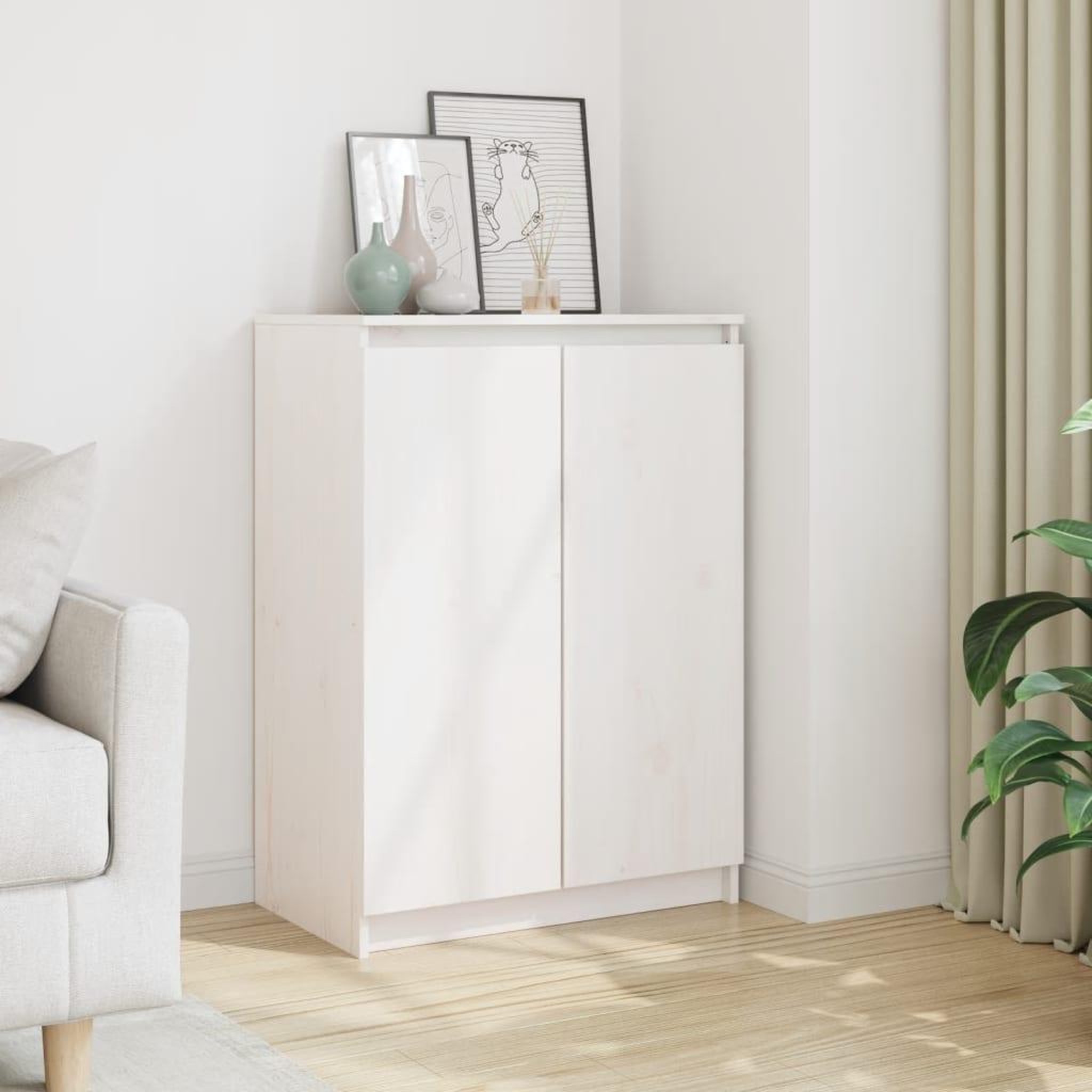 Voir la diapositive 1 : VIDAXL Buffet Blanc 60x36x84 cm Bois de pin massif