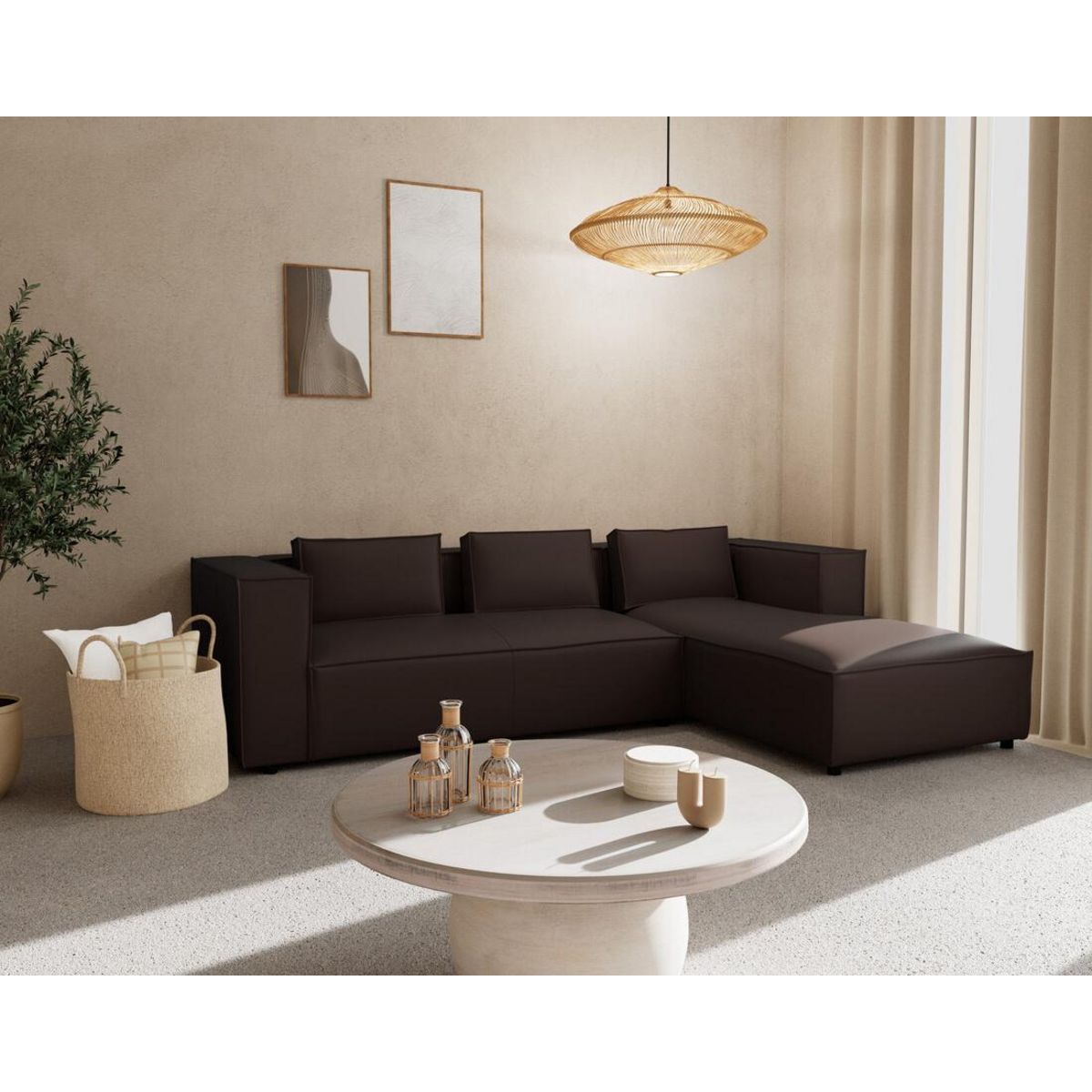 LISA DESIGN Stella - canapé d'angle droit 4 places en simili