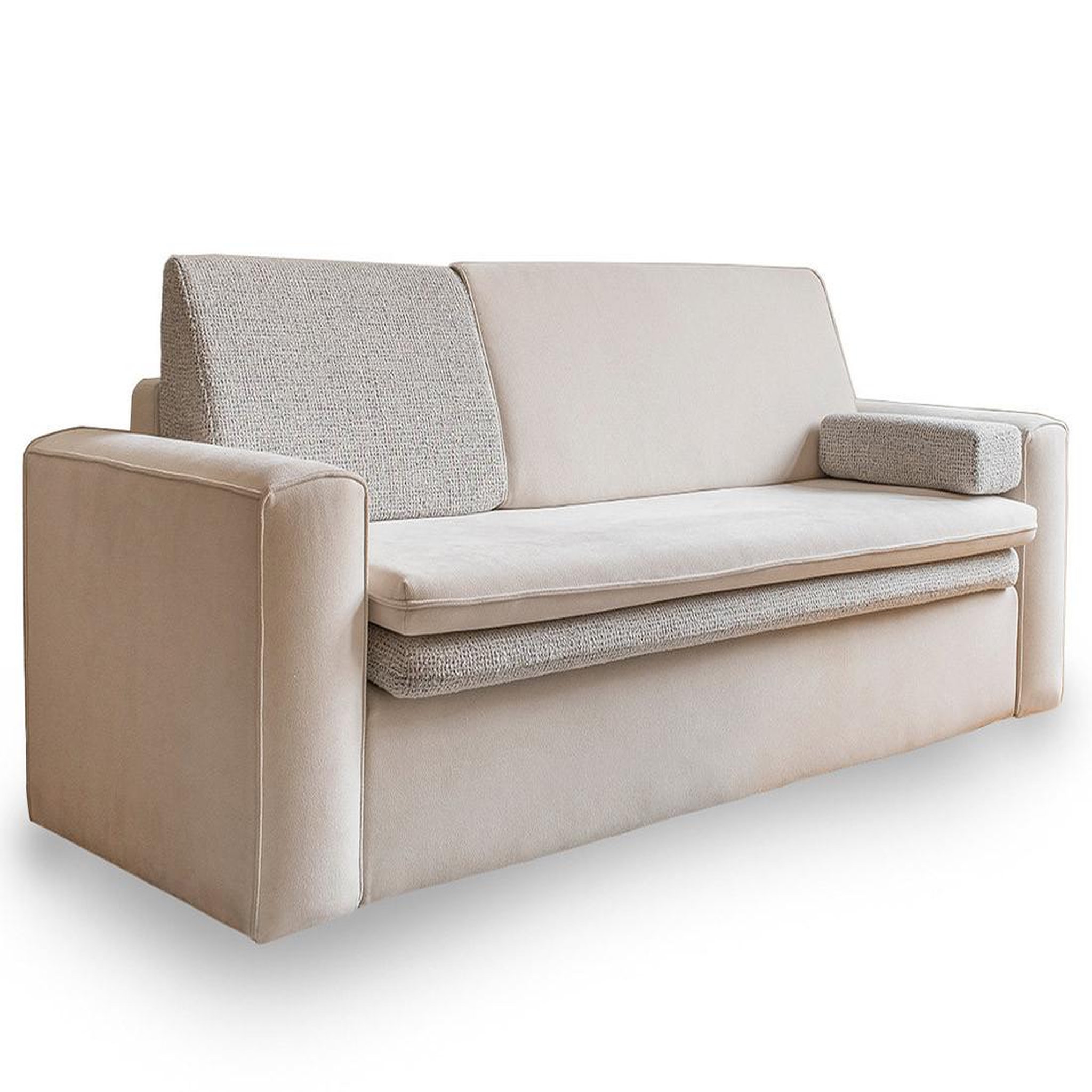 Voir la diapositive 1 : BEST MOBILIER Wilson - canapé droit 3 places convertible avec coffre en tissu et tissu texturé
