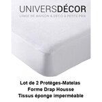 COTON PUR Lot de 2 Protèges matelas imperméable, absorbant et anti-acariens 90 x 190 cm