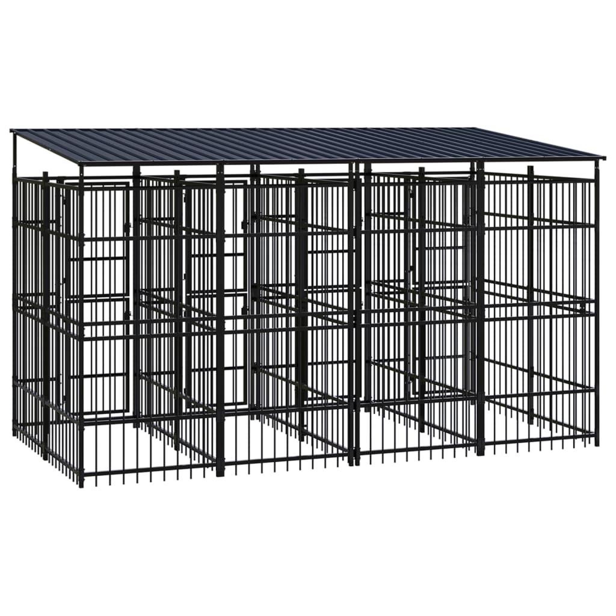 Voir la diapositive 4 : VIDAXL Chenil d'exterieur avec toit pour chiens Acier 7,37 m²