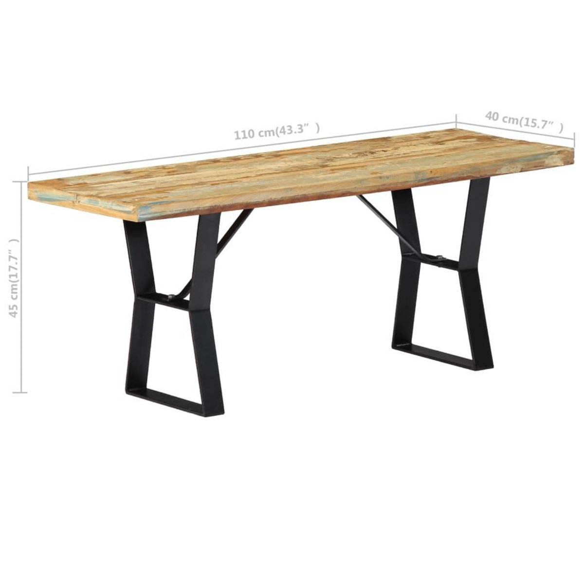 VIDAXL Banc 110 cm Bois de recuperation massif
