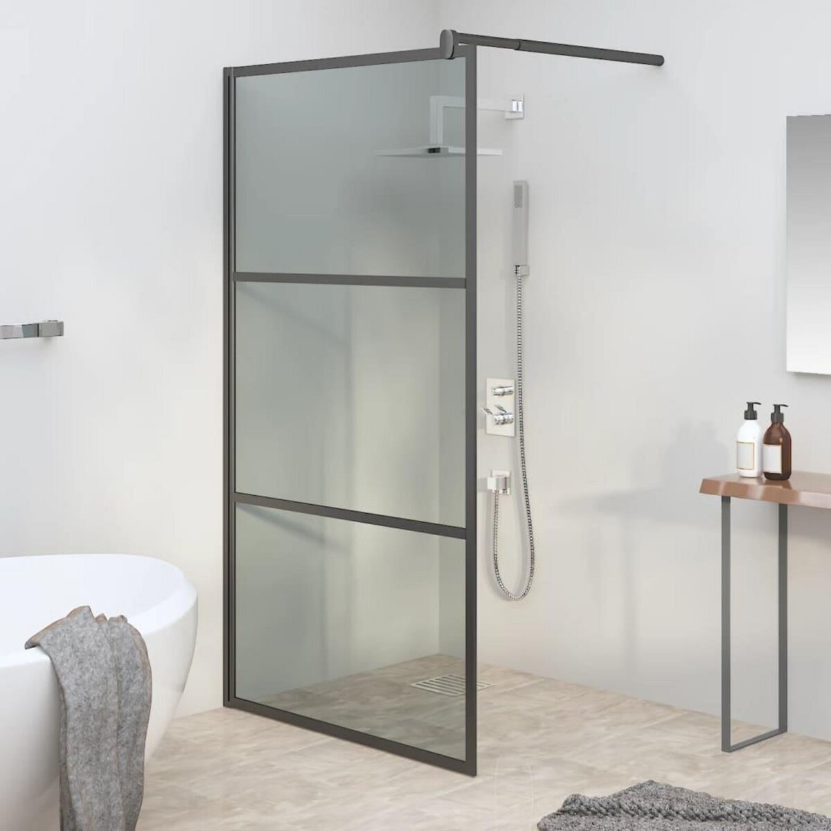 VIDAXL Paroi de douche 115x195 cm Verre ESG fonce Noir