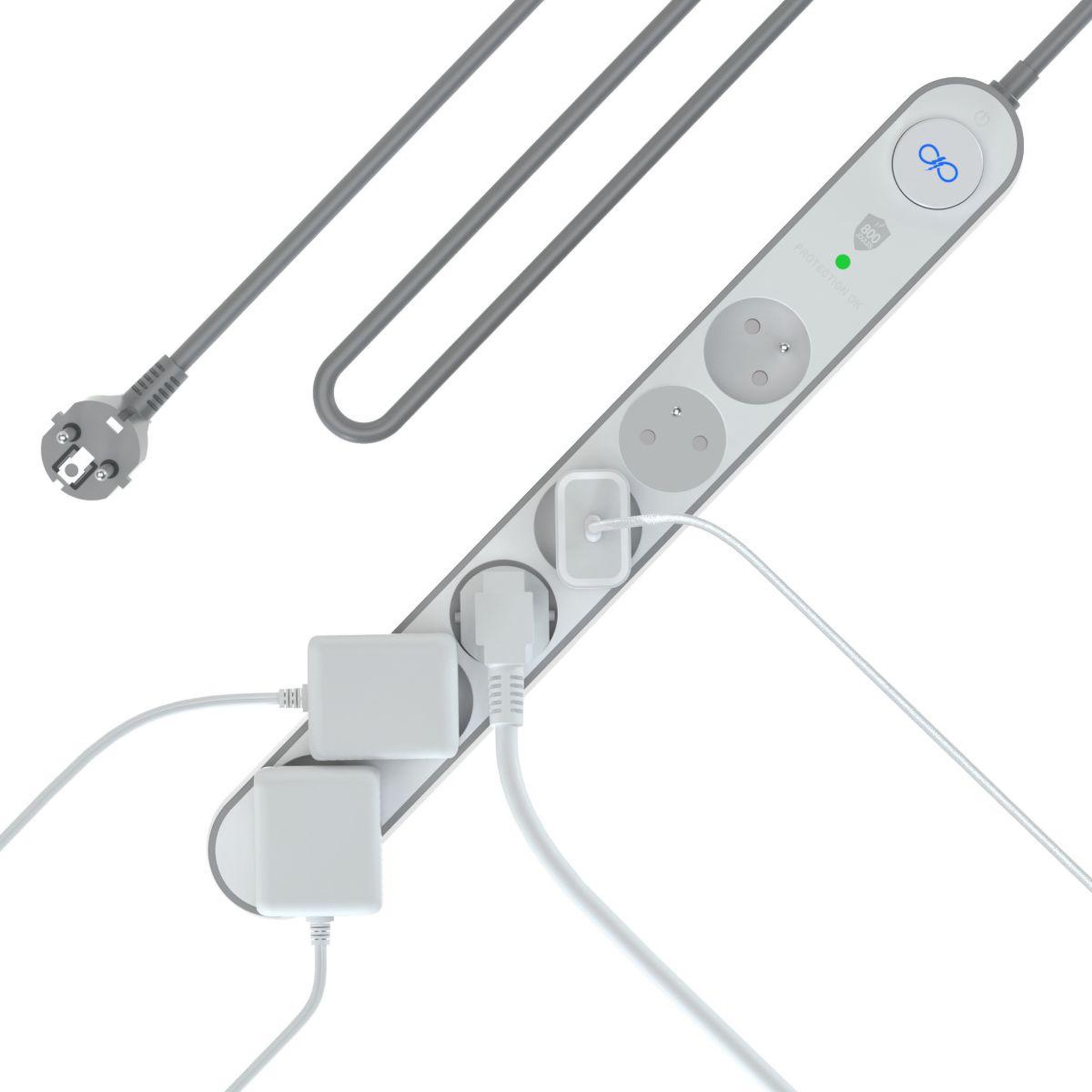 Voir la diapositive 4 : FORCE POWER Parafoudre lite 5 prises + usb a+c 800j 1.5m eu