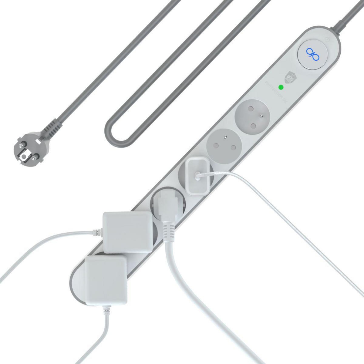 FORCE POWER Parafoudre Lite 5 prises + USB A+C 800J 1.5m EU