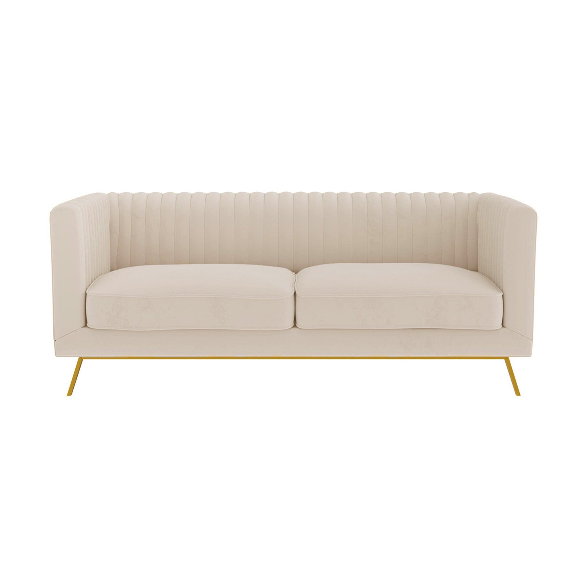 MAISON PAVANE Canapé 2 places en velours beige-gatsby