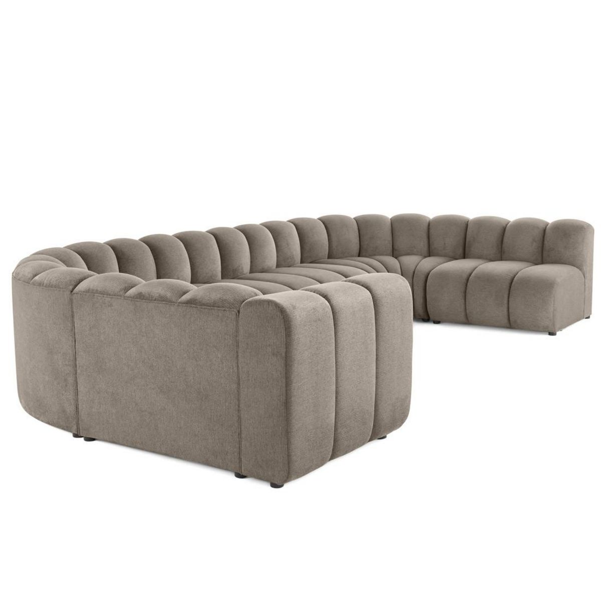 LISA DESIGN Debbie - canapé modulable panoramique d'angle droit 7 places en tissu texturé