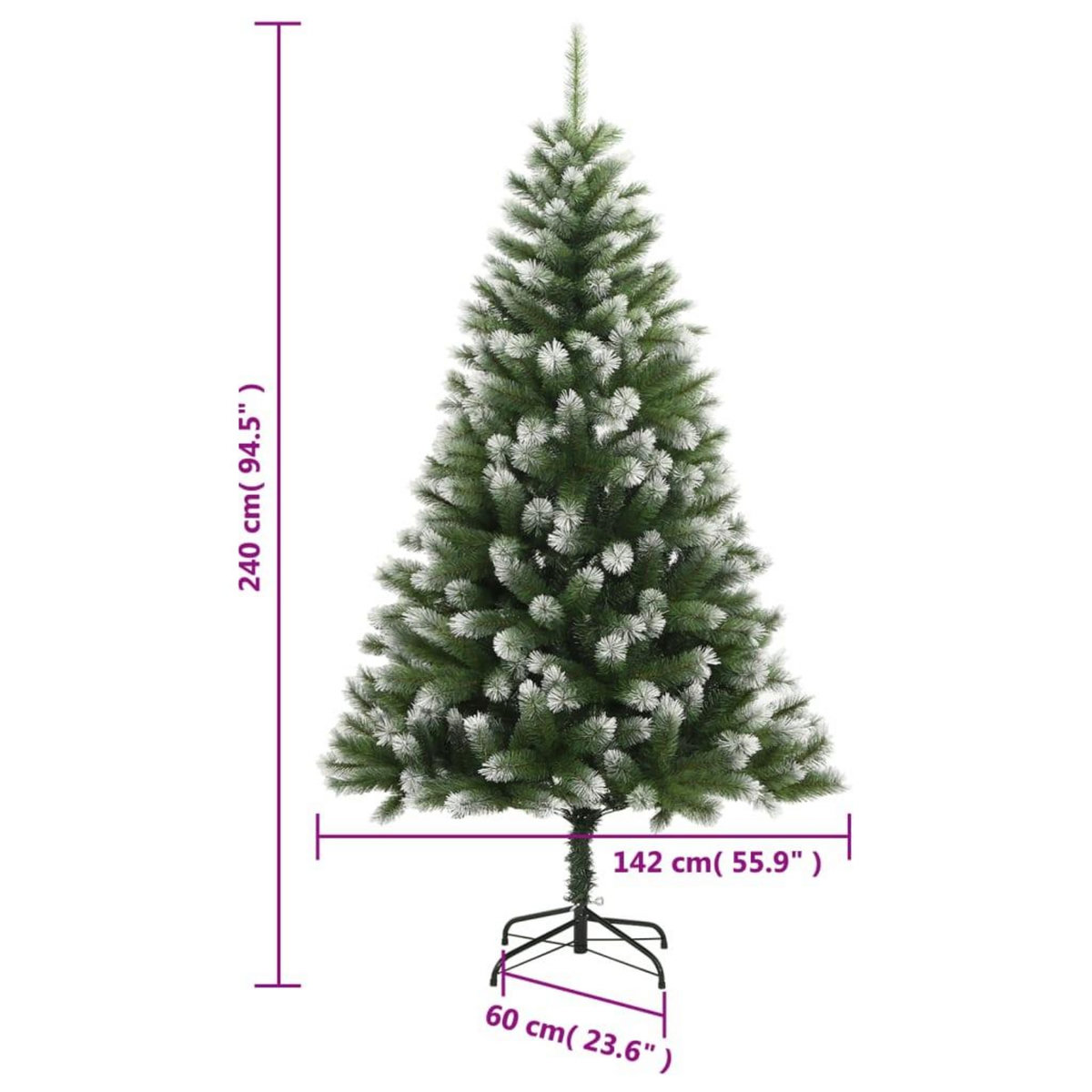 VIDAXL Sapin de Noël artificiel a charnieres avec neige floquee 240 cm