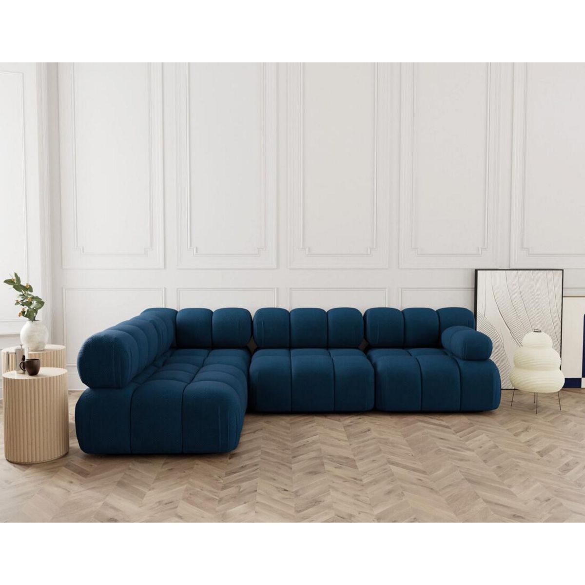 LISA DESIGN Ruby - canapé modulable d'angle gauche 5 places en velours texturé