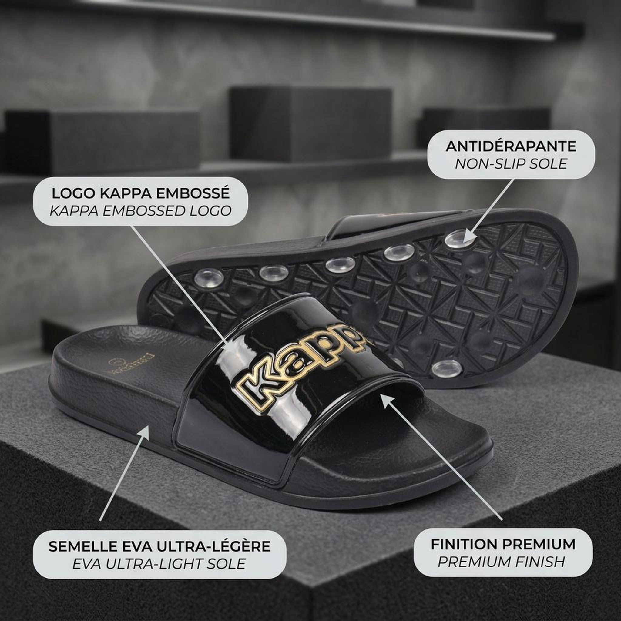 Voir la diapositive 4 : KAPPA KAPPA Claquette Femme Piscine Glitter Glossy Léopard