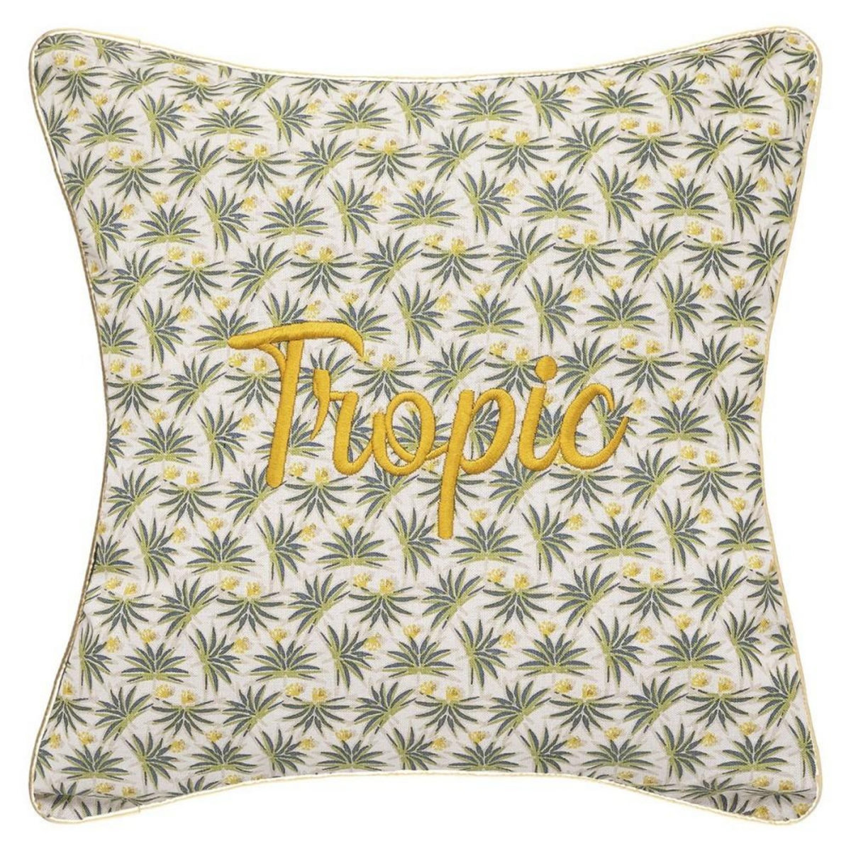 ATMOSPHERA Coussin brodé déhoussable 40x40 Palma tropic