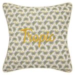 ATMOSPHERA Coussin brodé déhoussable 40x40 Palma tropic