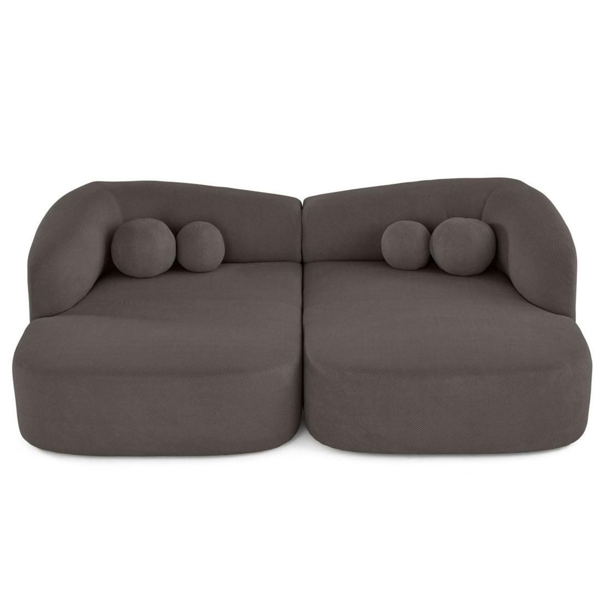 LISA DESIGN Charles - canapé droit 4 places avec double méridienne - assise profonde - en velours texturé