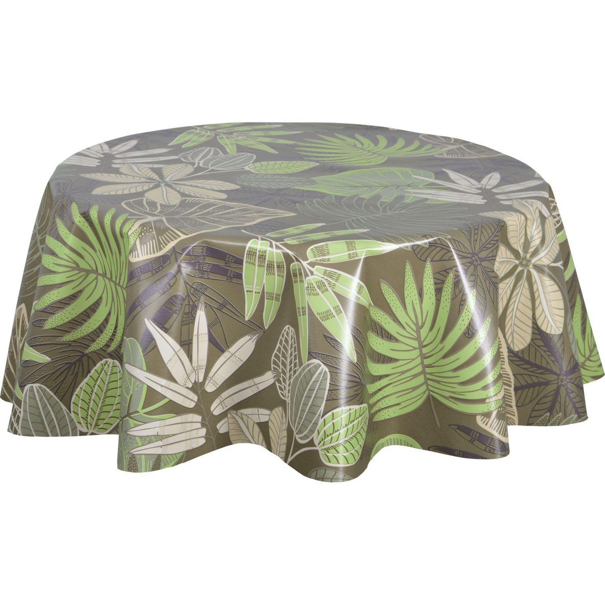 HABITABLE Nappe en toile cirée ronde motifs jungle MALLORCA