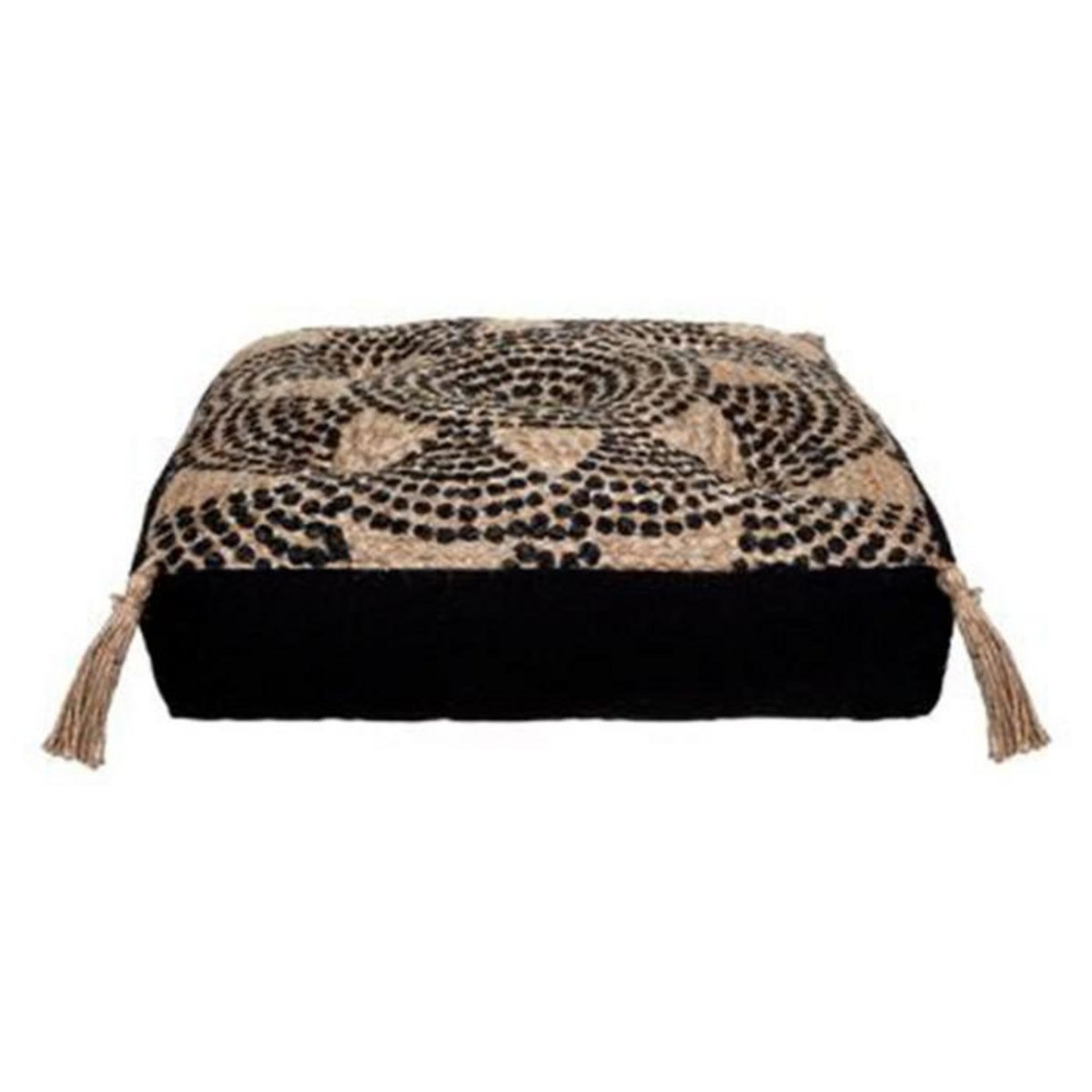 ATMOSPHERA Coussin de Sol Jute  Mandala  38x38cm Noir