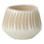 Paris Prix Cache-Pot Déco en Grès  Kai  20cm Beige & Blanc