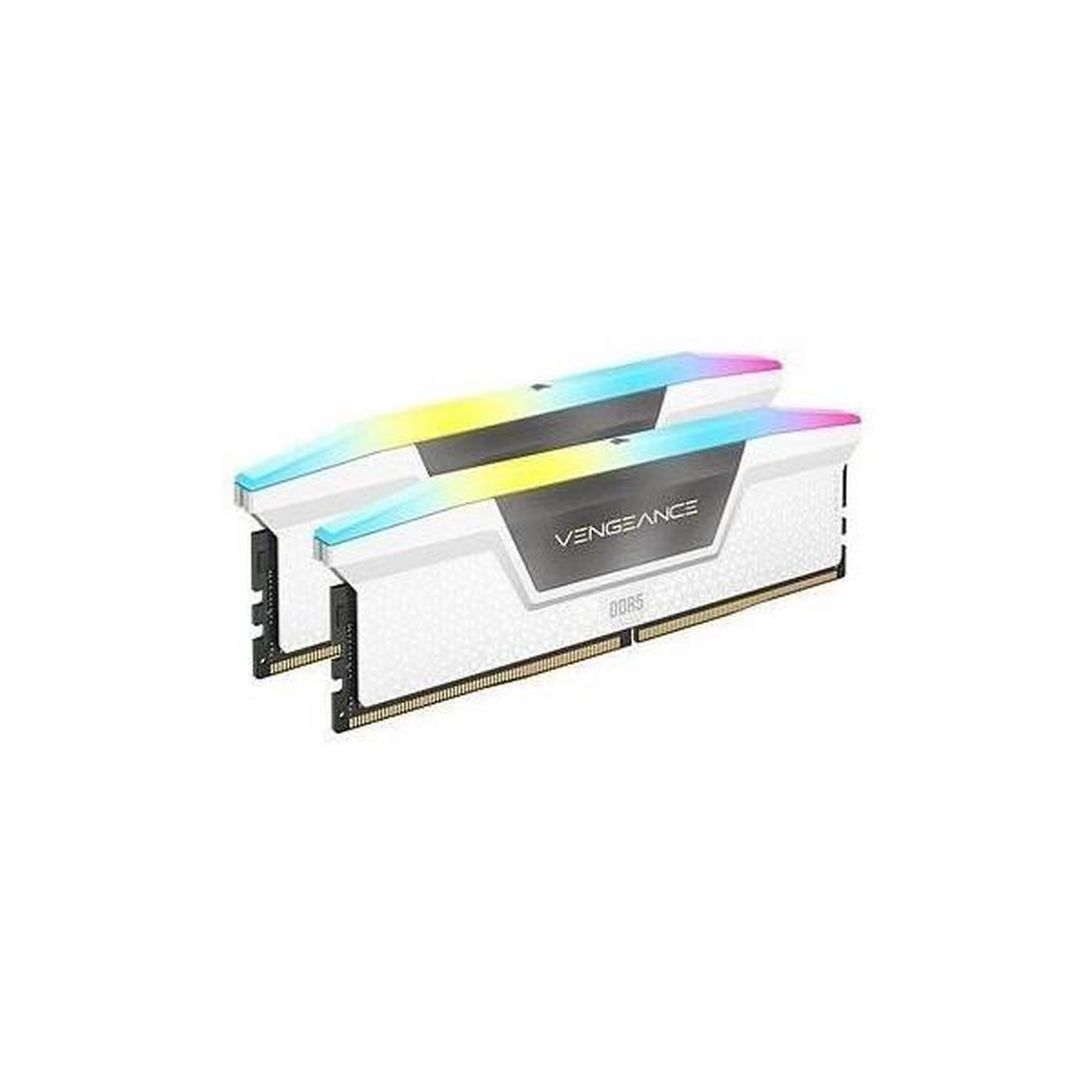 Voir la diapositive 2 : Corsair Corsair Vengeance RGB DDR5 32 Go (2 x 16 Go) 6000 MHz CL36 - Blanc - Kit Dual Channel 2 barrettes de RAM RGB DDR5 PC5-48000 -