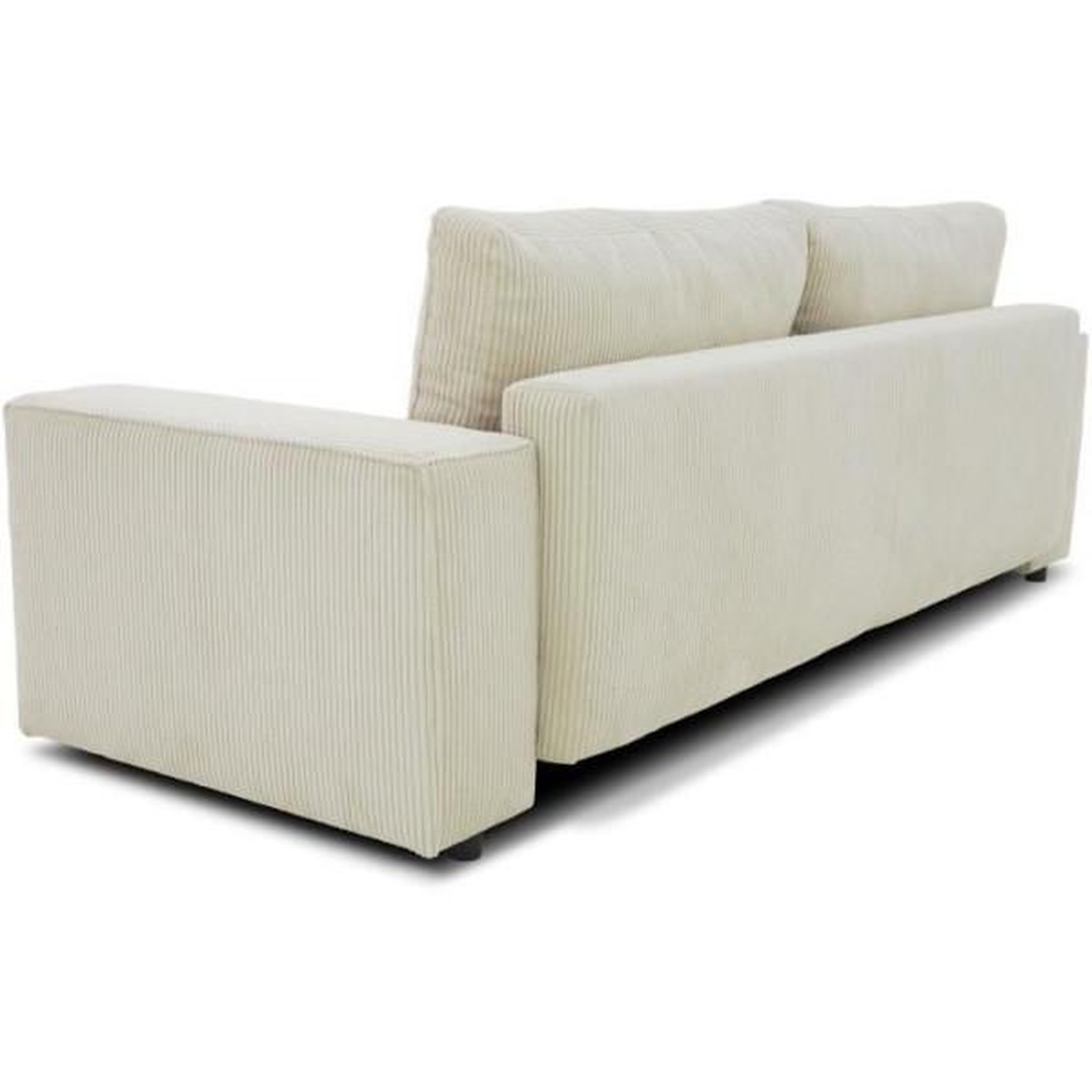 Voir la diapositive 5 : MARKET24 Canapé droit convertible 3 places JOSH - velours côtelé beige - Coffre de rangement - L239xP86xH85cm
