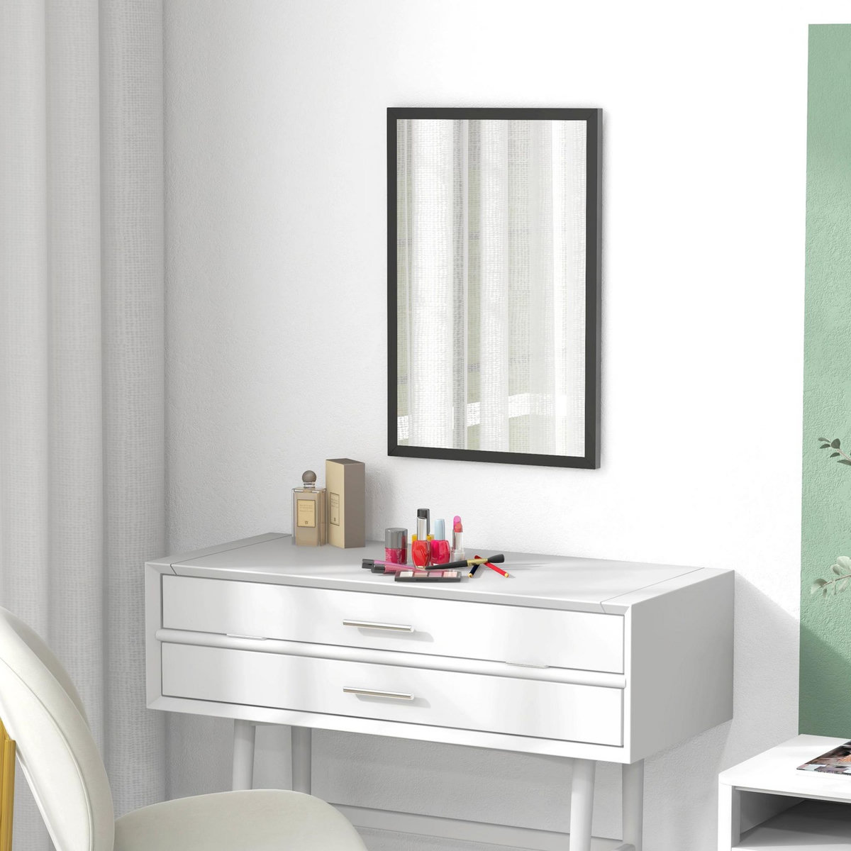 HOMCOM Miroir mural rectangulaire dim. 40L x 60H cm cadre bois noir