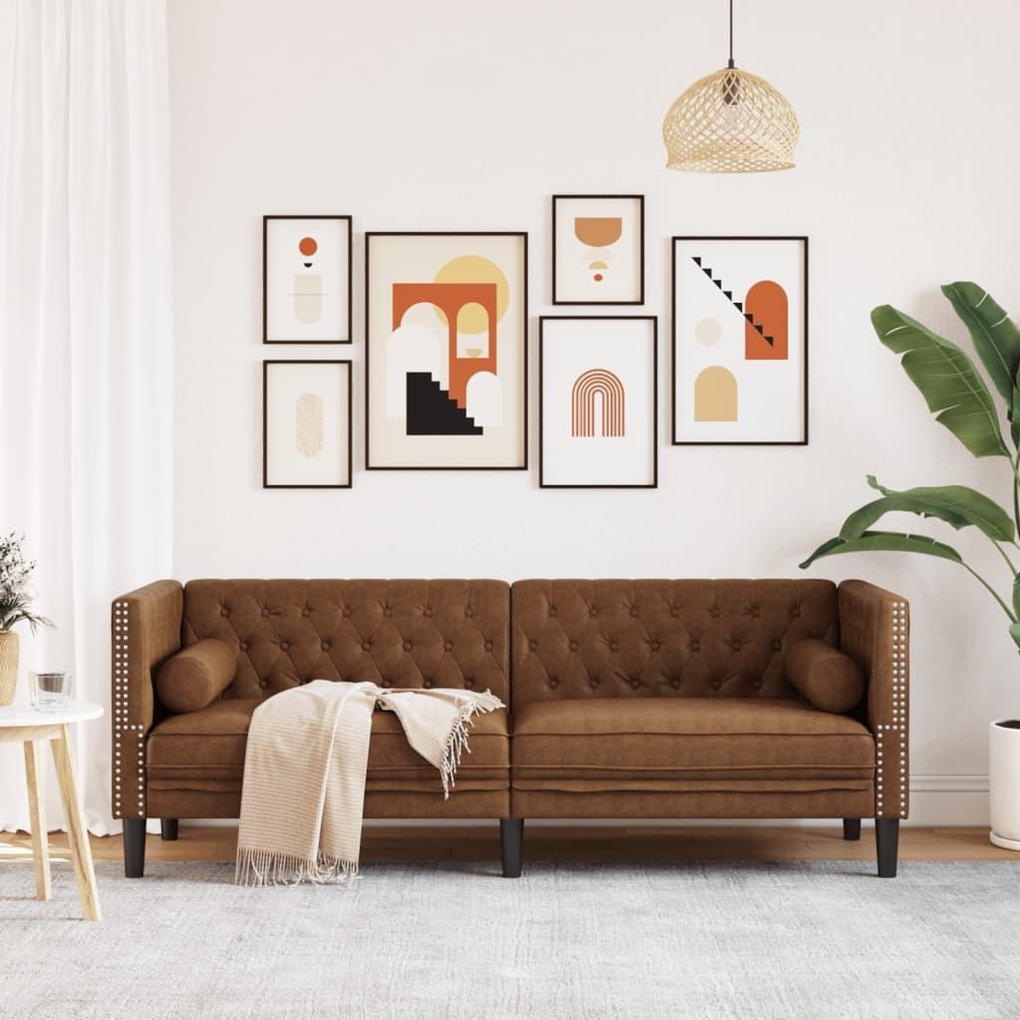 Voir la diapositive 3 : VIDAXL Canape Chesterfield avec traversins 3 places similicuir daim