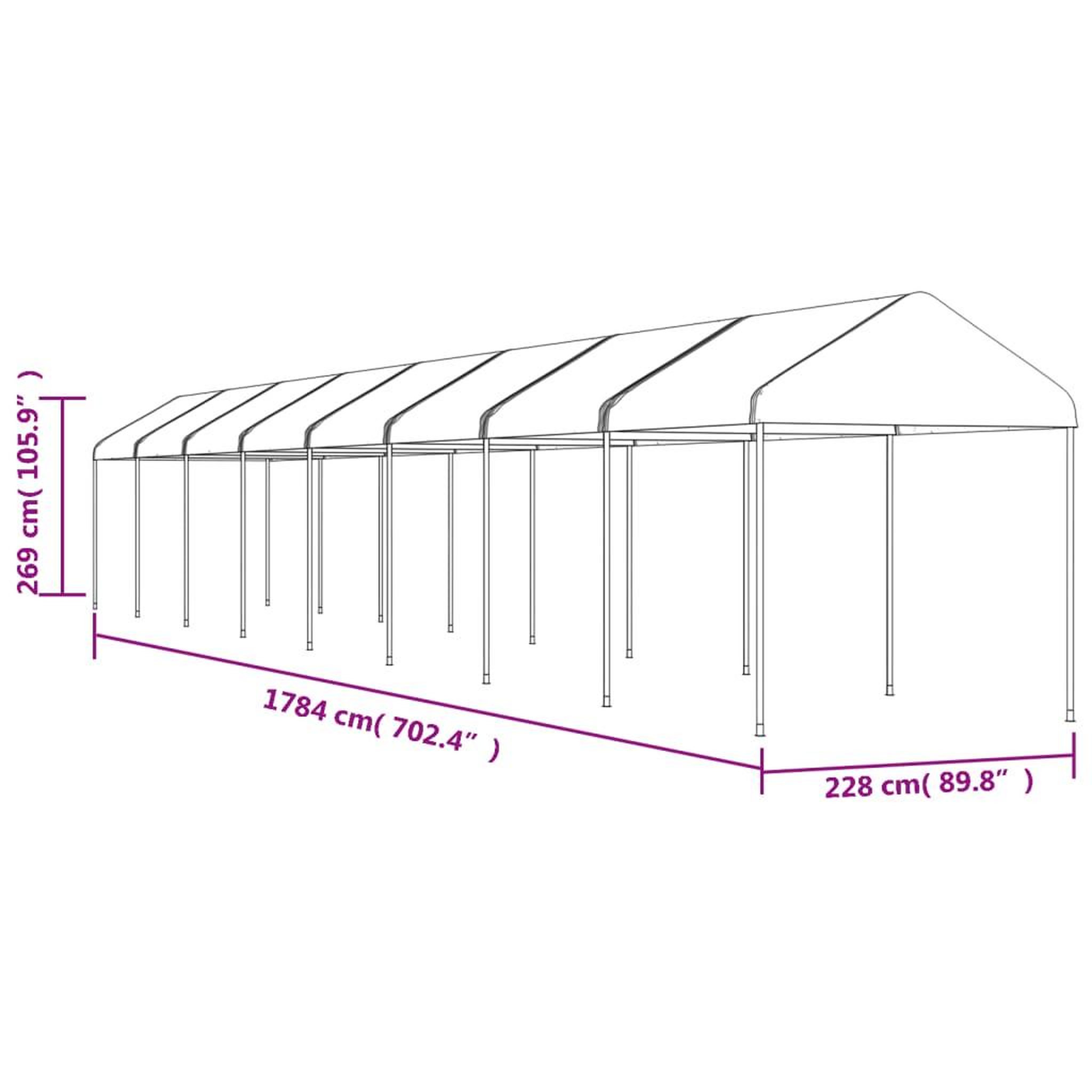 Voir la diapositive 5 : VIDAXL Belvedere avec toit blanc 17,84x2,28x2,69 m polyethylene