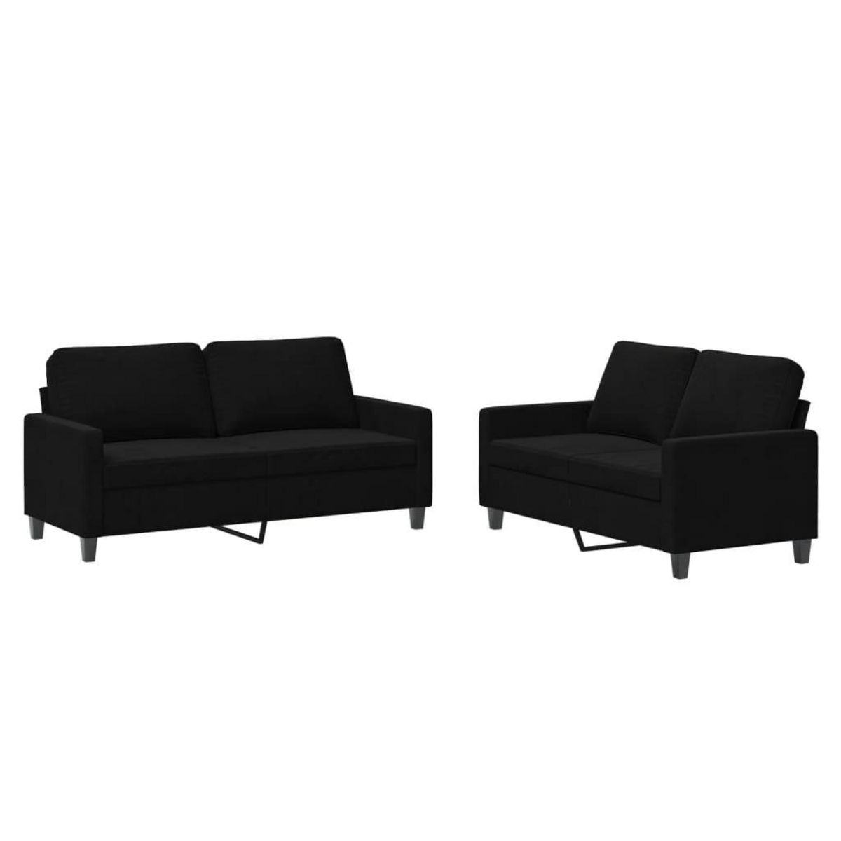 VIDAXL Ensemble de canapes 2 pcs avec coussins Noir Velours