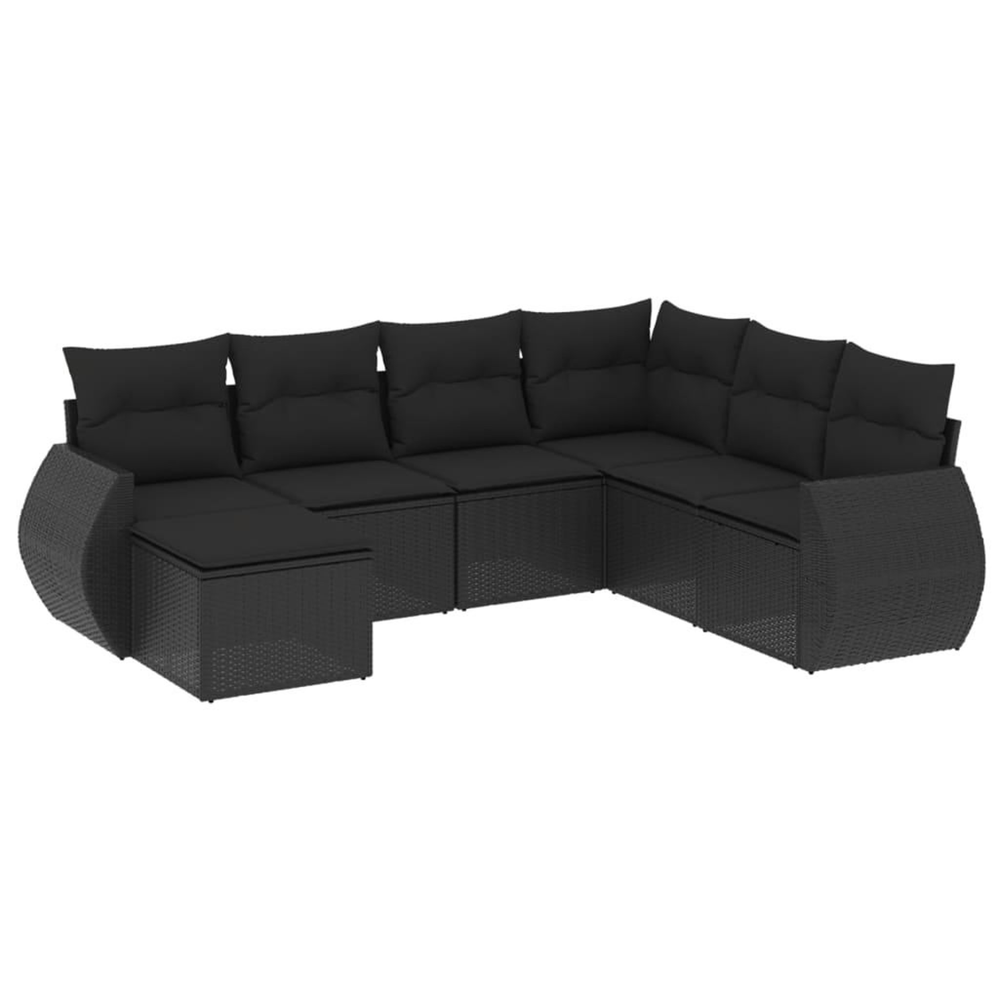 Voir la diapositive 2 : VIDAXL Salon de jardin 7 pcs avec coussins noir resine tressee