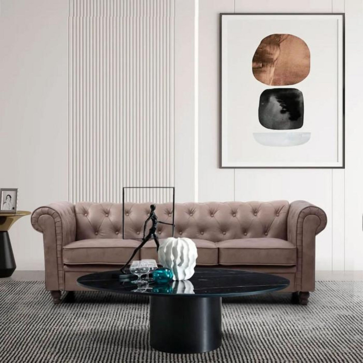 Paris Prix Canapé 3 Places  Chesterfield  209cm Marron Vintage