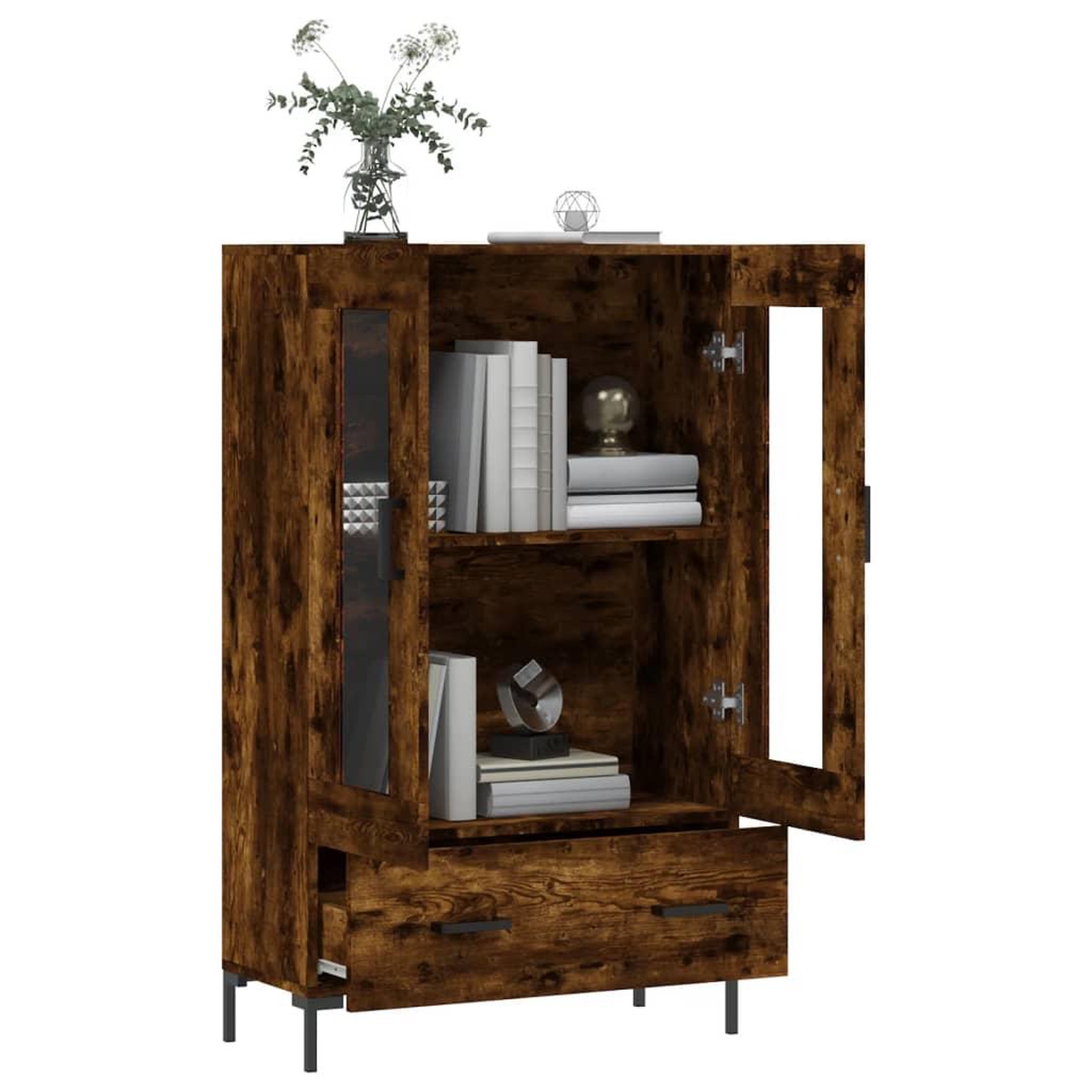 Voir la diapositive 4 : VIDAXL Buffet haut chene fume 69,5x31x115 cm bois d'ingenierie