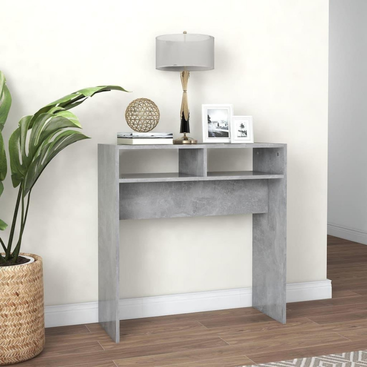 VIDAXL Table console gris beton 78x30x80 cm bois d'ingenierie