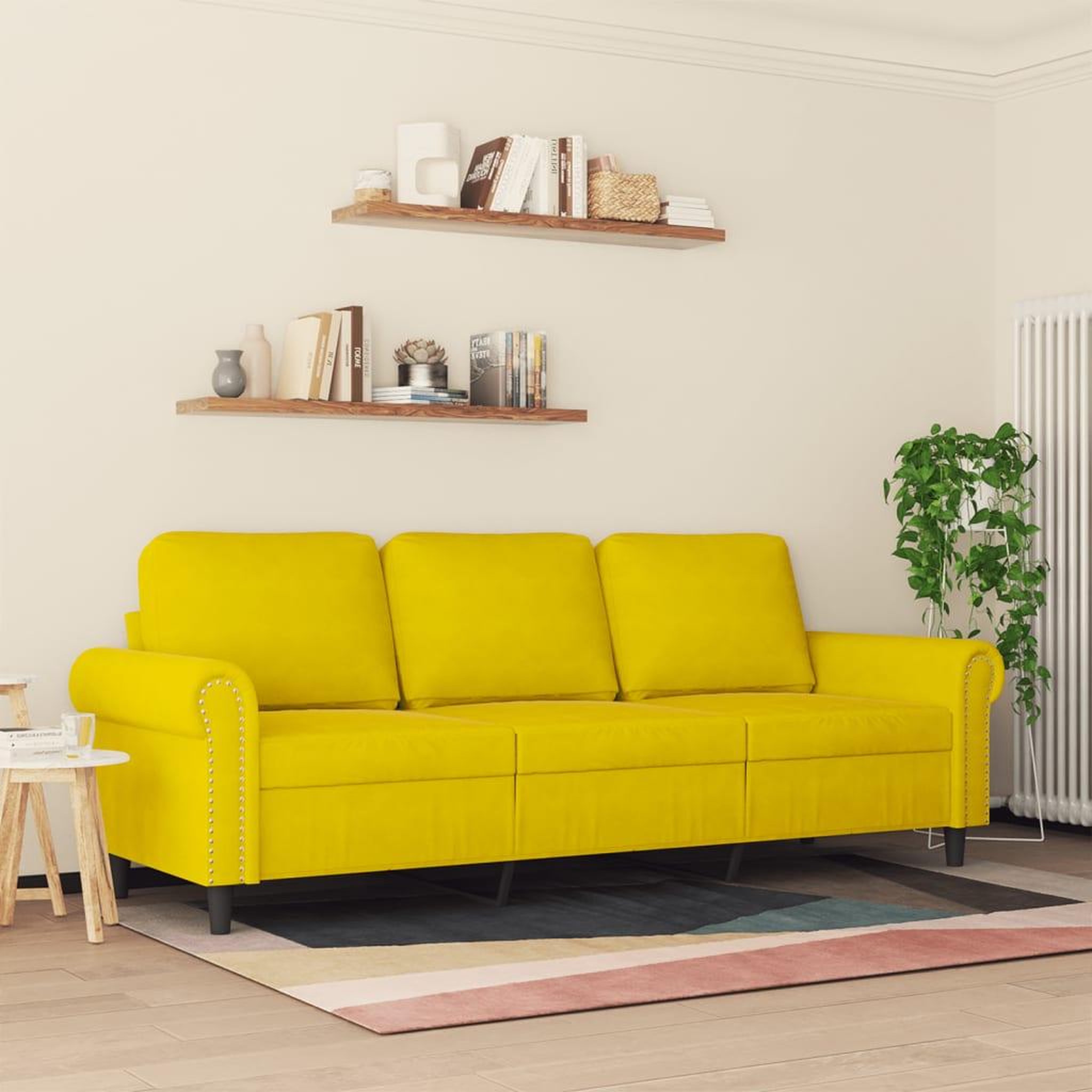 Voir la diapositive 3 : VIDAXL Canape a 3 places Jaune 180 cm Velours