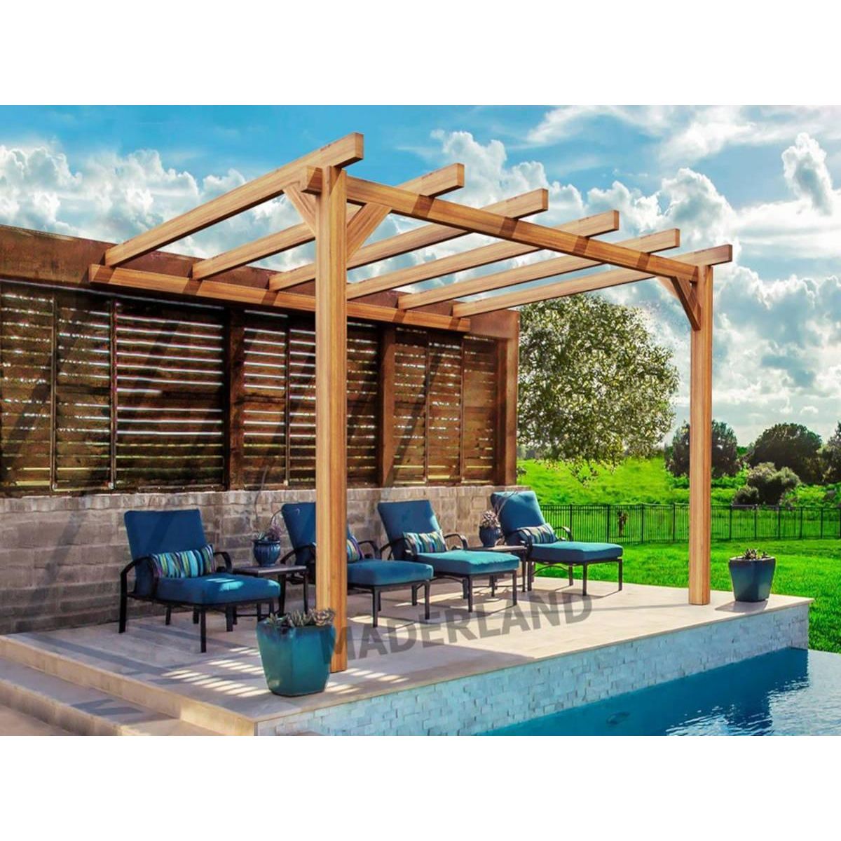 JARDIDECO Pergola adossée en lamellé-collée Le Mans 400 x 400 cm - Mardeland