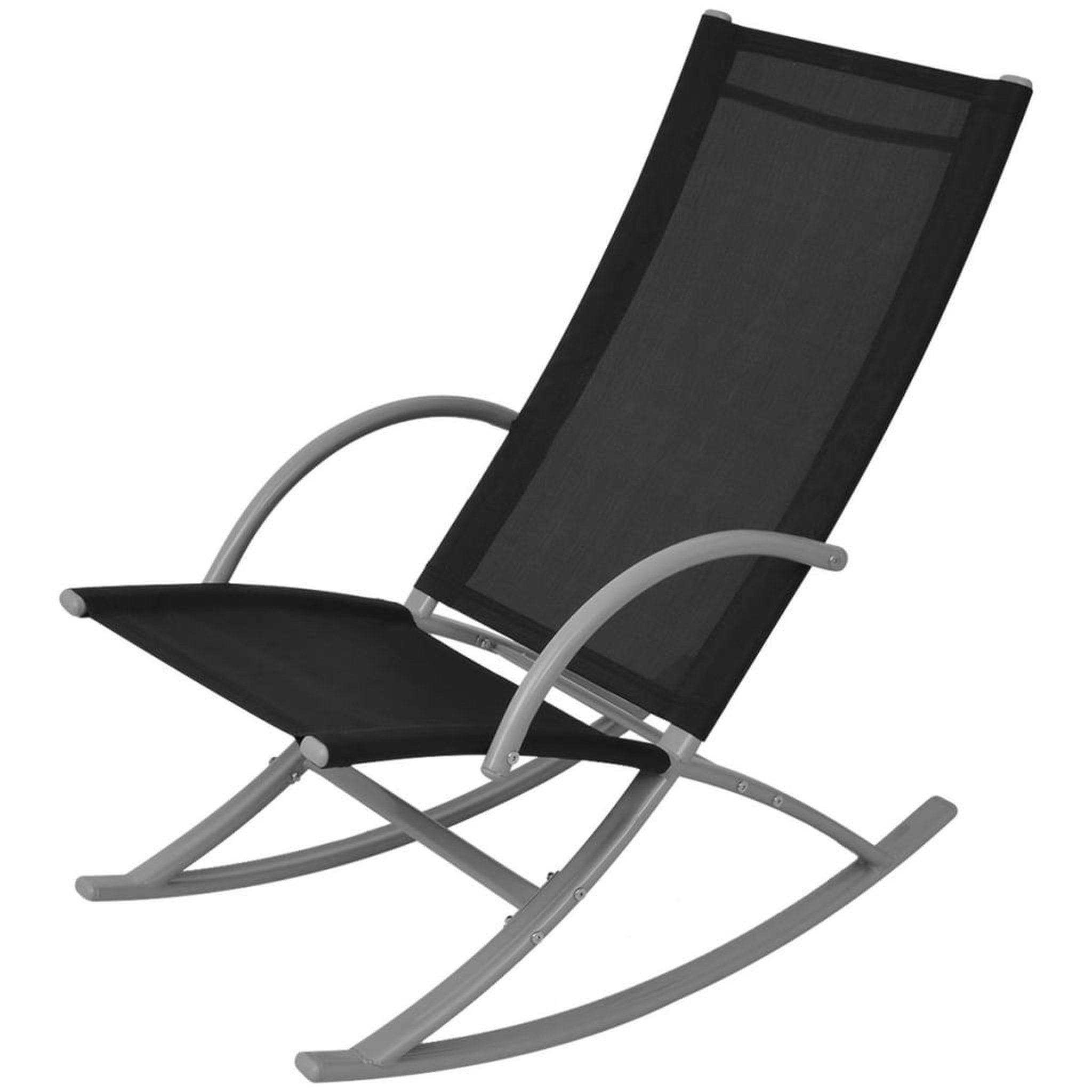 Voir la diapositive 2 : VIDAXL Chaises a bascule de jardin lot de 2 acier et textilene noir