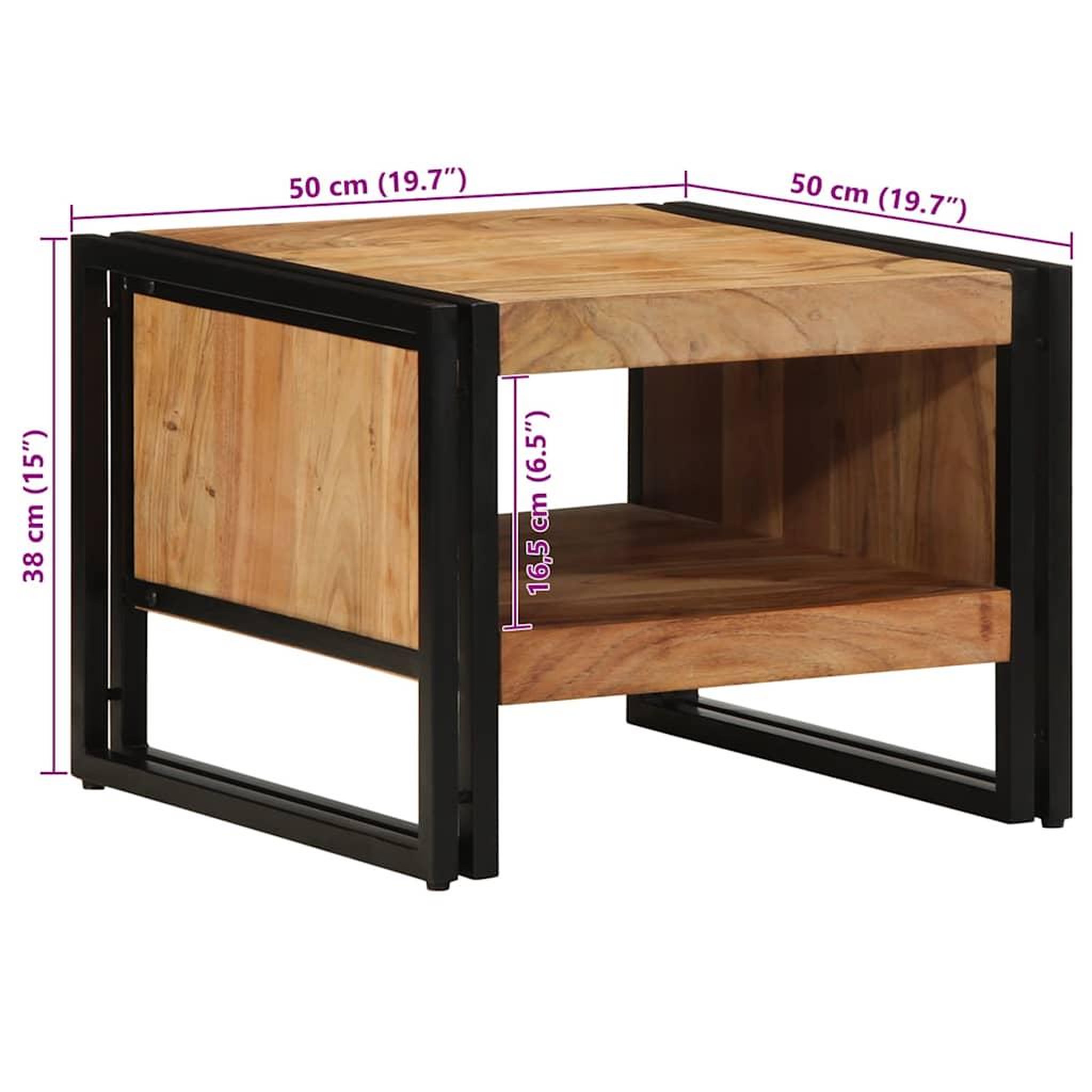 Voir la diapositive 6 : VIDAXL Table basse 50x50x38 cm bois massif acacia