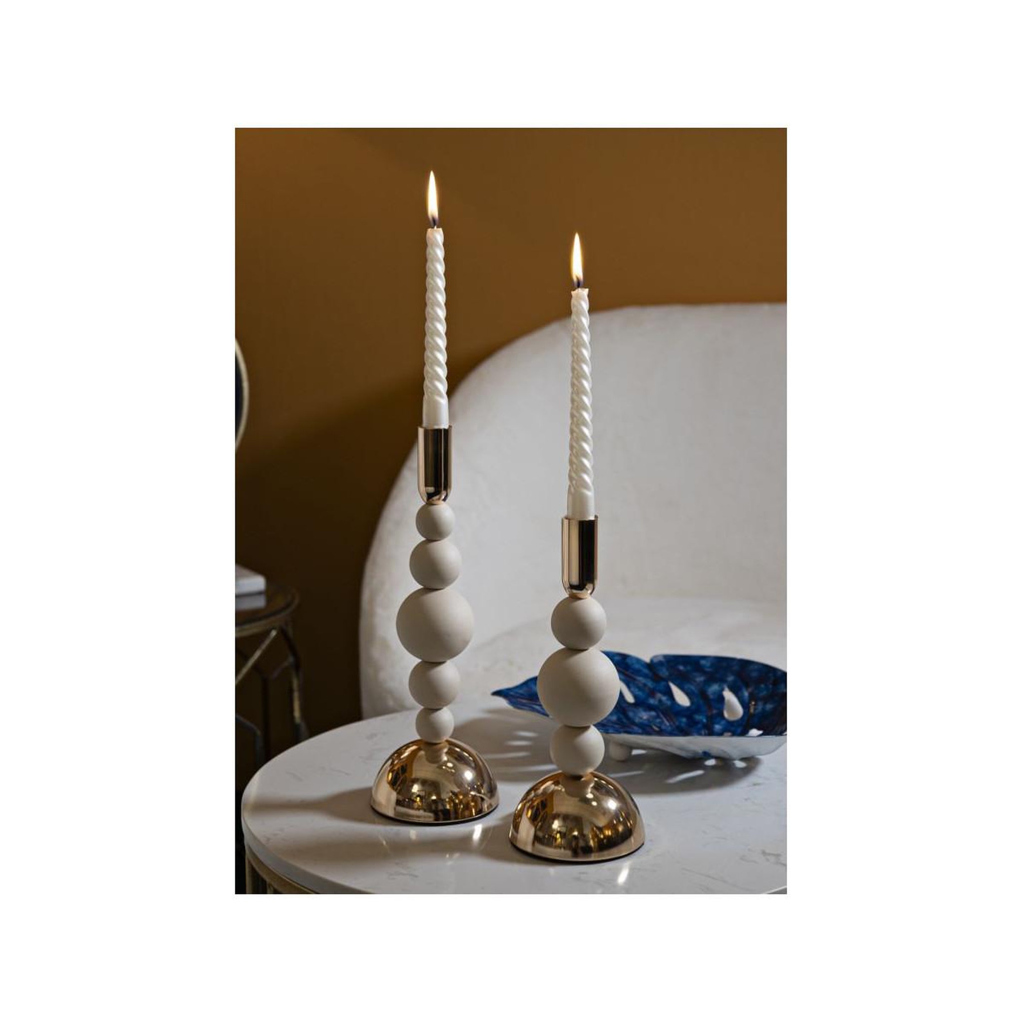 Voir la diapositive 4 : Paris Prix Lot de 2 Chandeliers  Bolly  29cm Crème & Or