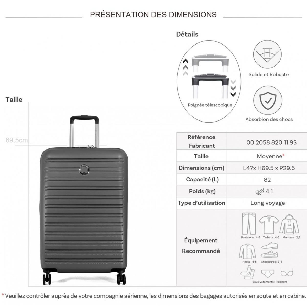 Delsey Valise rigide Segur 2.0 TSA polycarbonate 69.5cm